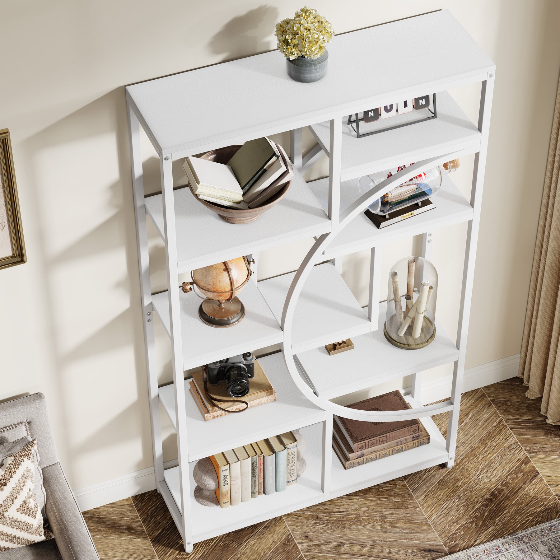 180 cm Tribesigns Boekenkast, Industriële 5-Lags Etagère met 9 Open Planken