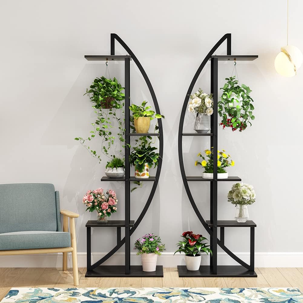 160 cm 5-laags Plantenstandaard, Gebogen Design voor Binnen en Buiten
