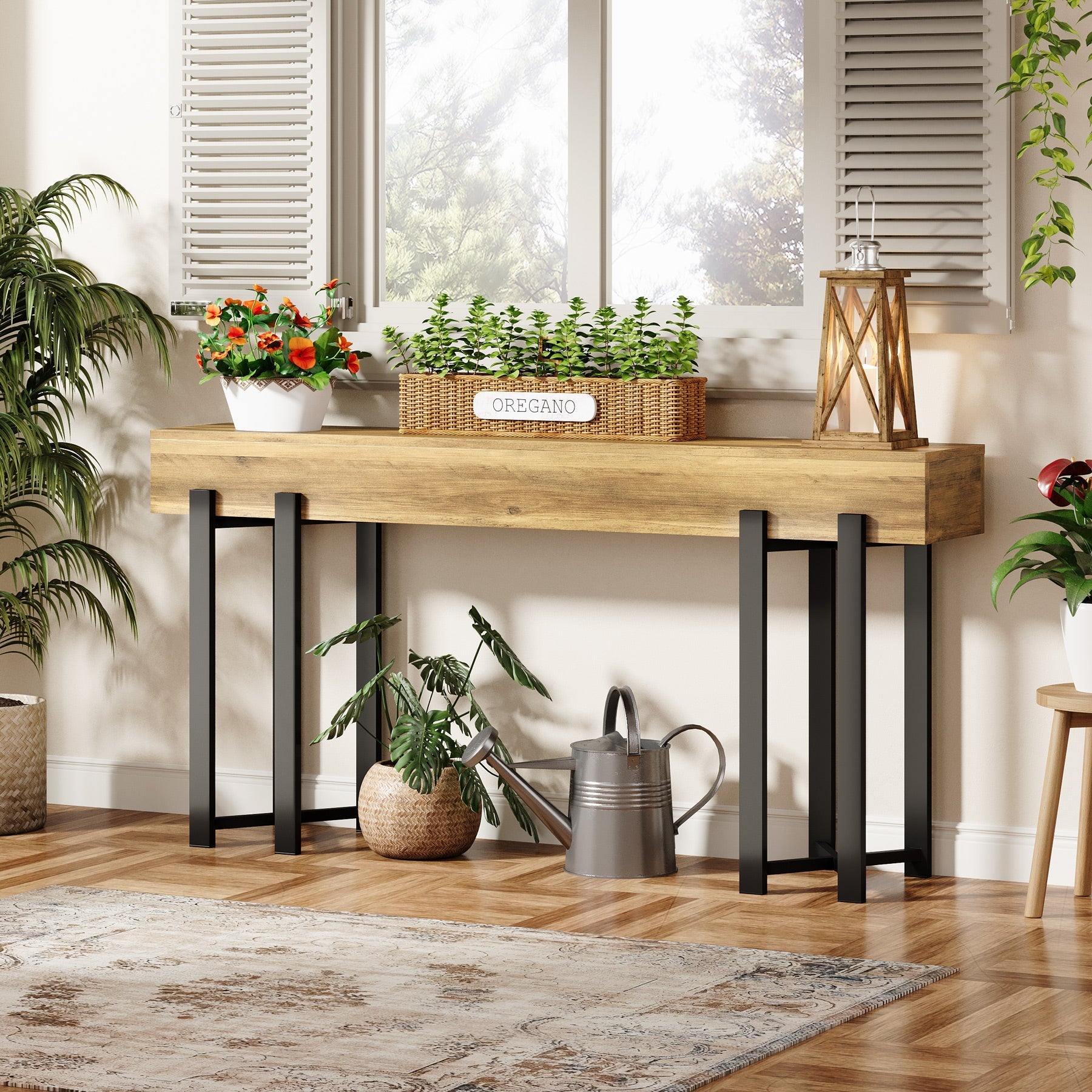 160 cm Consoletafel, Houten Banktafel voor Hal en Entree