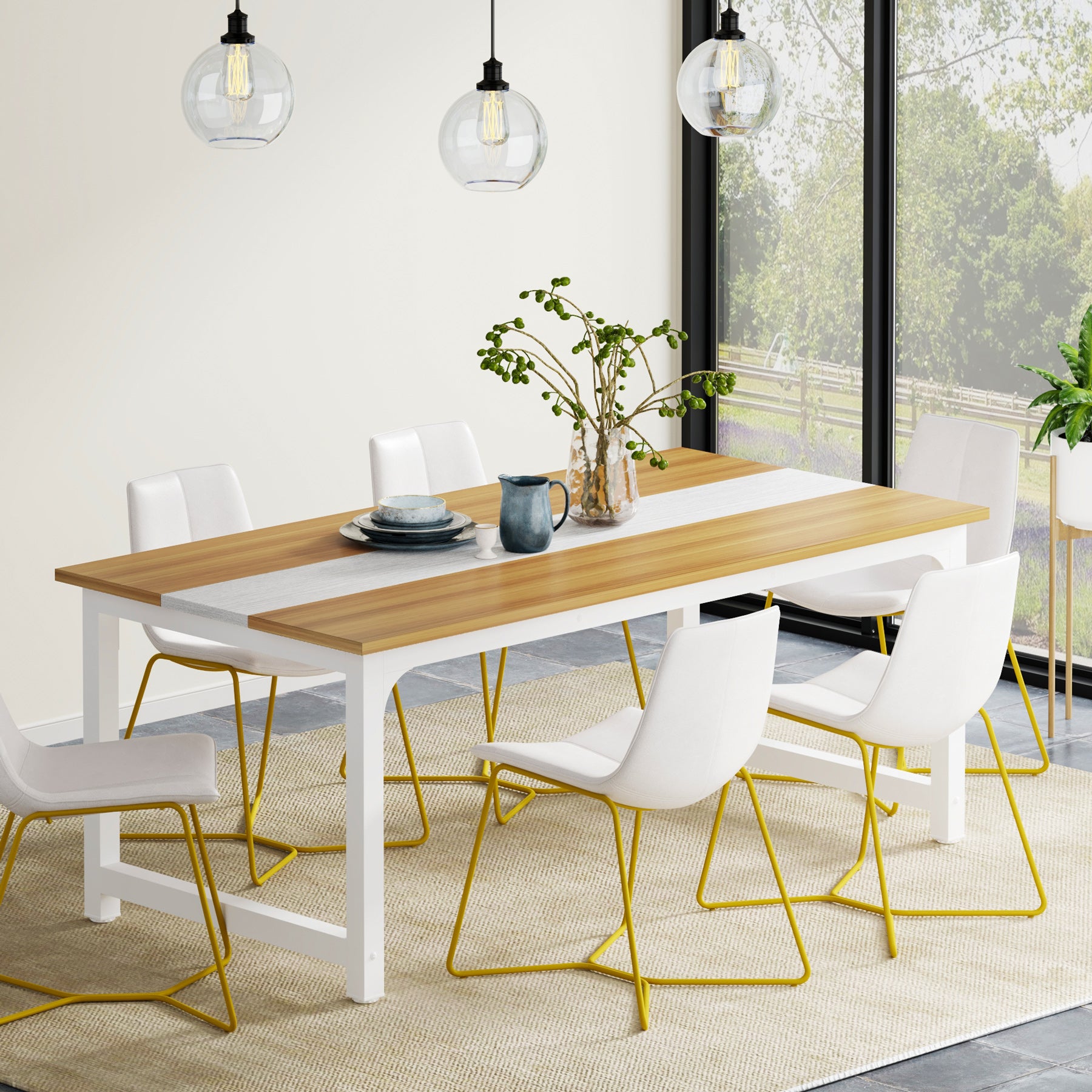 160x80 cm Industriële Eettafel, Landelijke Bruine Tafel voor 4-6 Personen met Metaal Frame