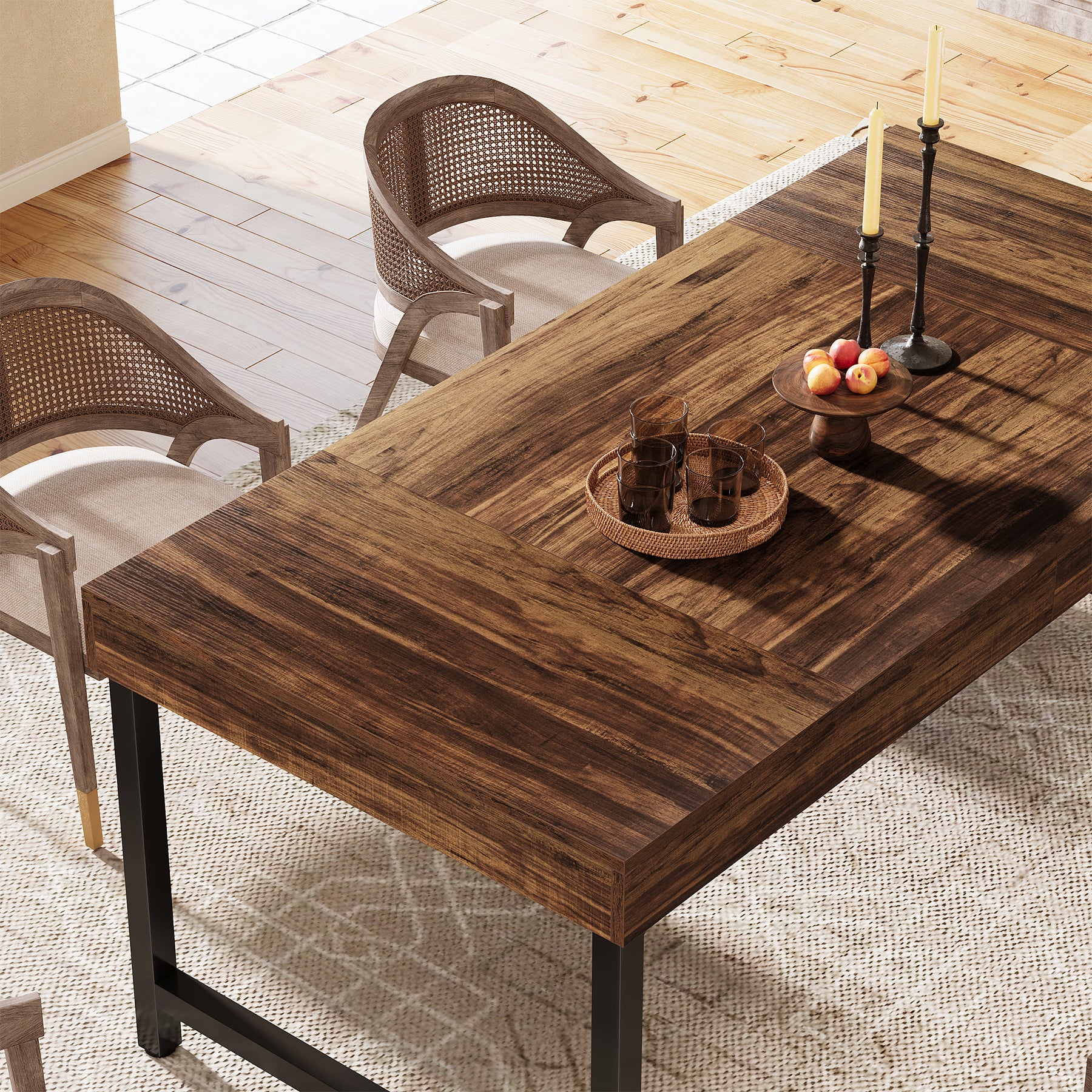 140 cm Tribesigns Eettafel, Industrieel Keukenblad met Metalen Poten voor 4-6 Personen