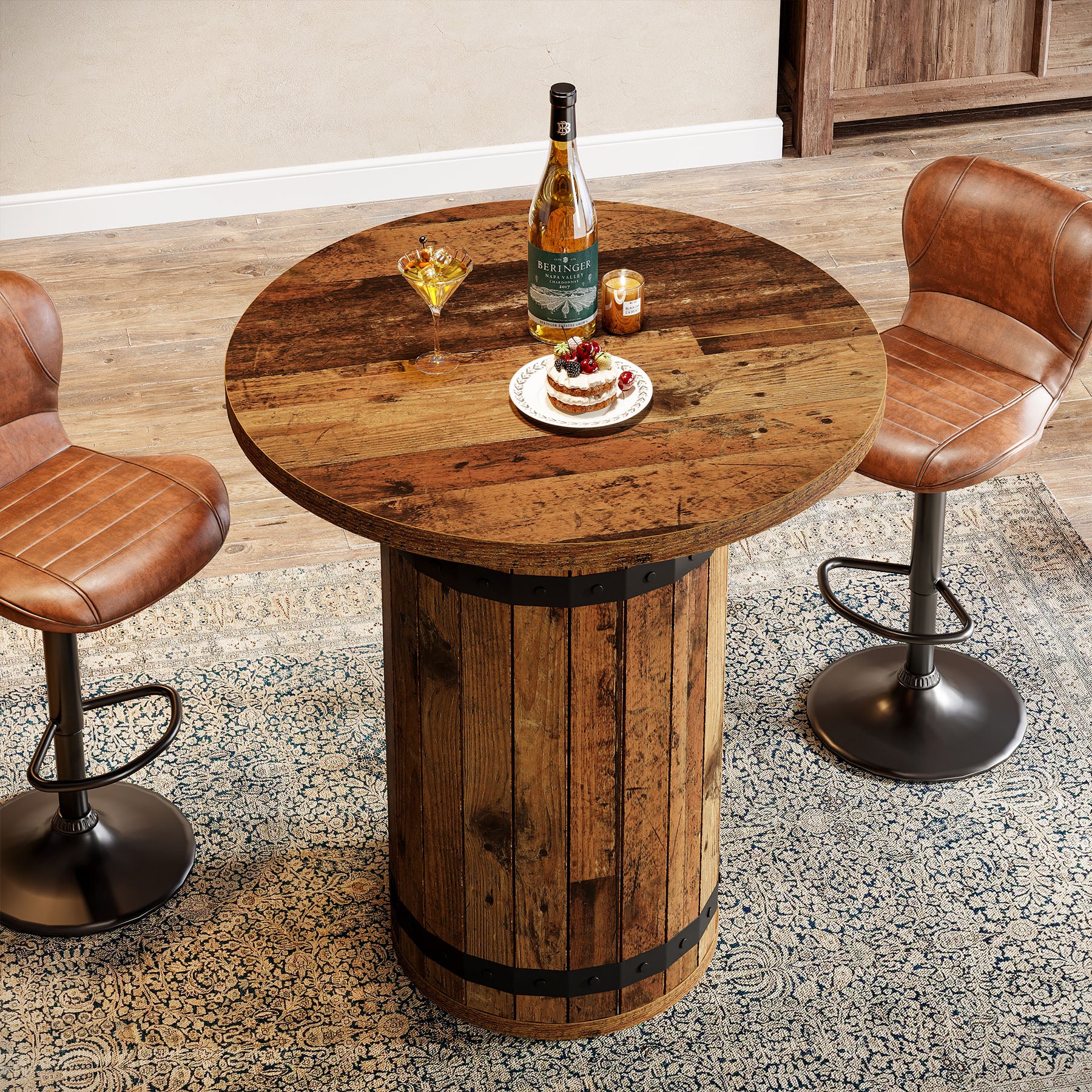 100 cm Tribesigns Ronde Bartafel, Bistrotafel voor Keuken en Woonkamer