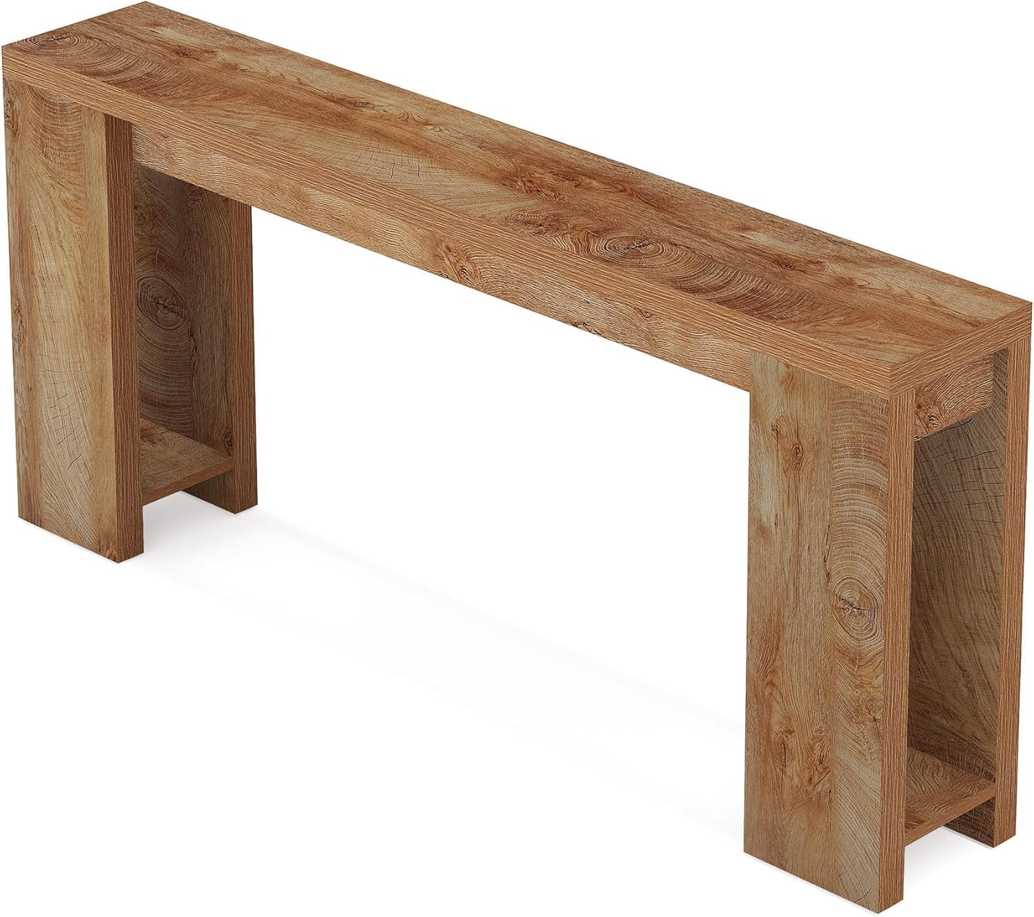 160 cm Smalle Consoletafel, Landelijke Houten Bijzettafel in Licht Eiken Voor Kleine Ruimtes