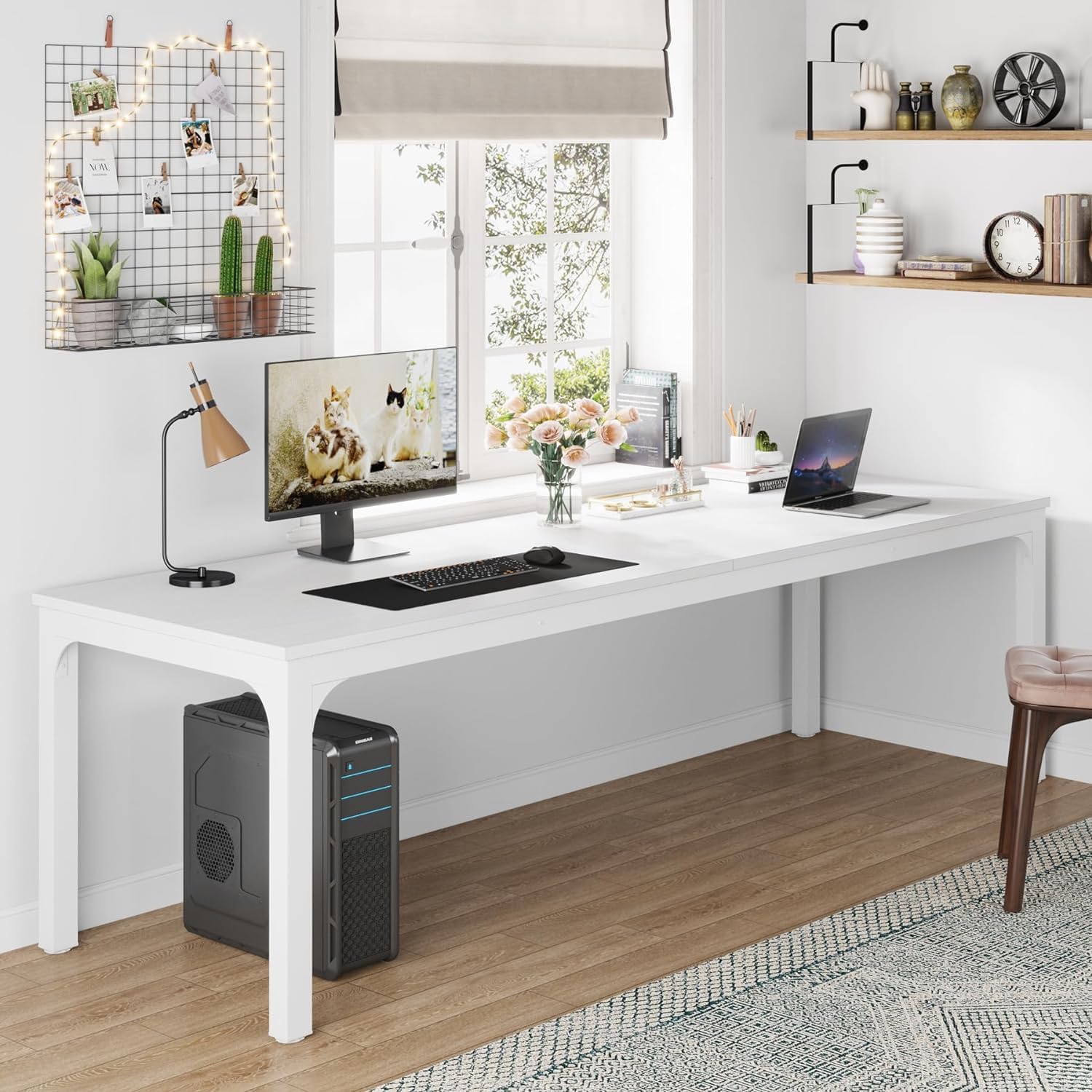 200 cm Tribesigns Computerbureau, Extra Lang Tweepersoons Computerkantoren voor Thuiskantoor
