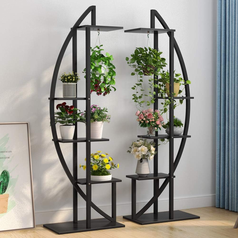 160 cm 5-laags Plantenstandaard, Gebogen Design voor Binnen en Buiten