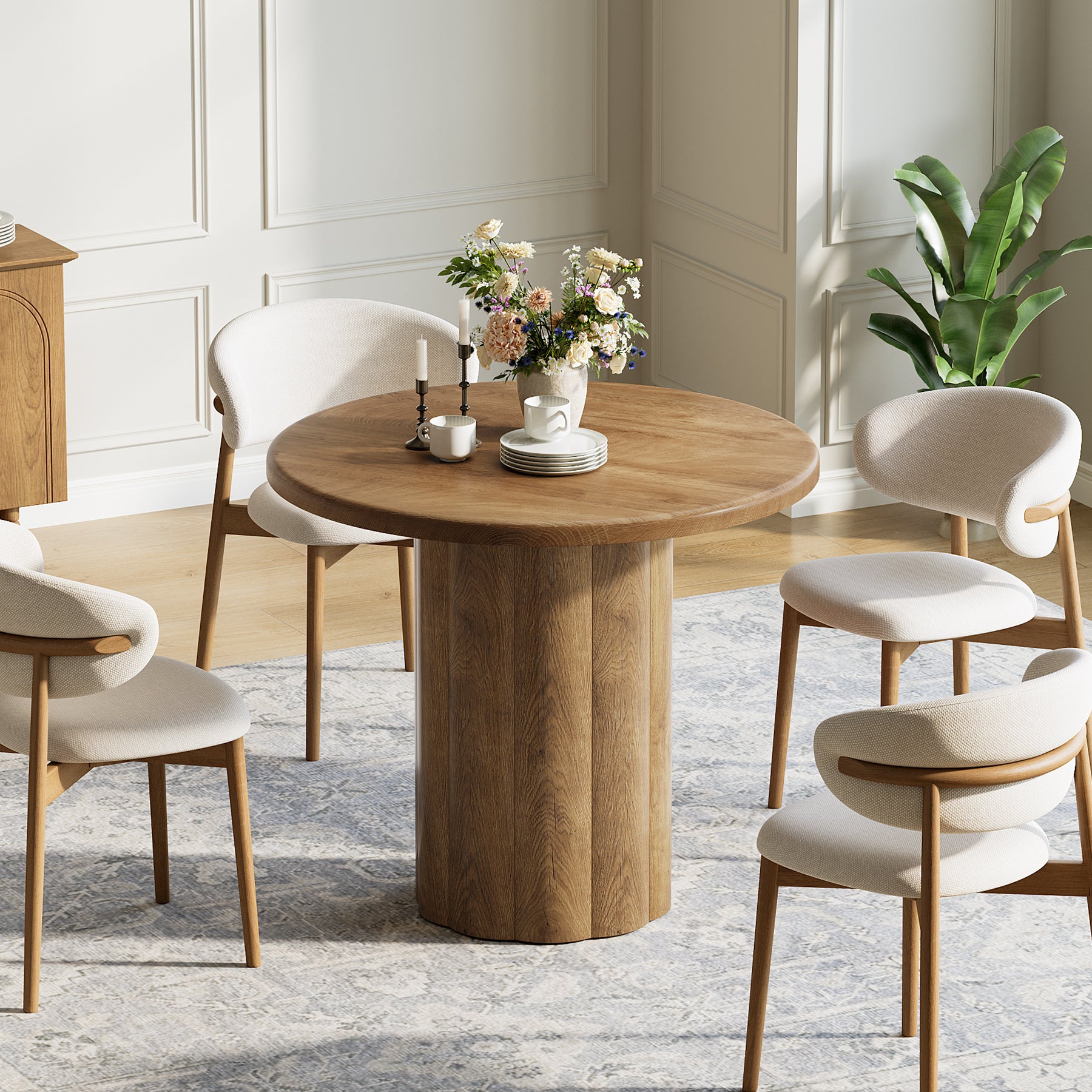 80 cm Ronde Eettafel, Rustiek Bruine Keukentafel voor Kleine Ruimtes met Stevige Basis