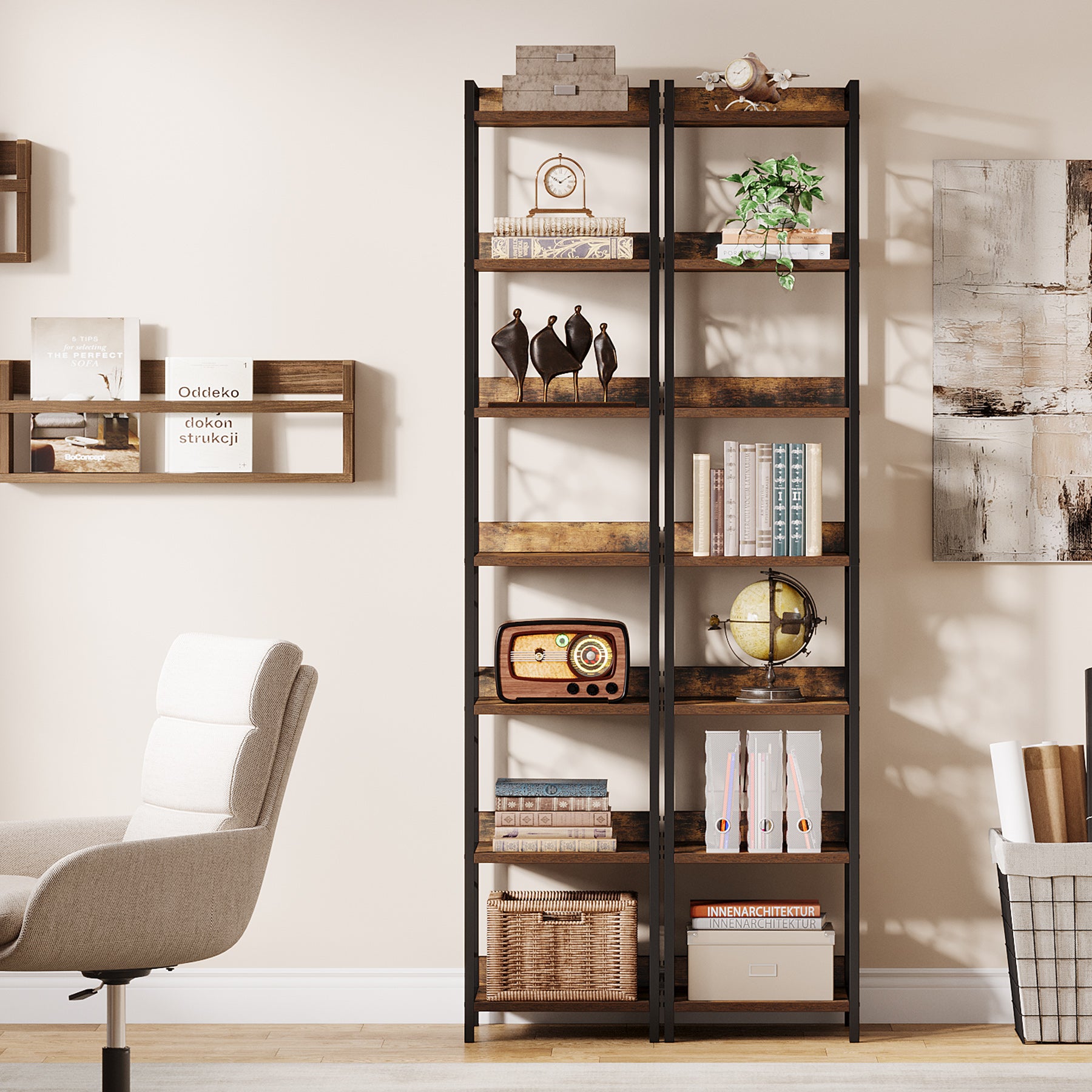 Tribesigns 200 cm 7-Tier Hoekplank,Extra Hoge Smalle Boekenplank