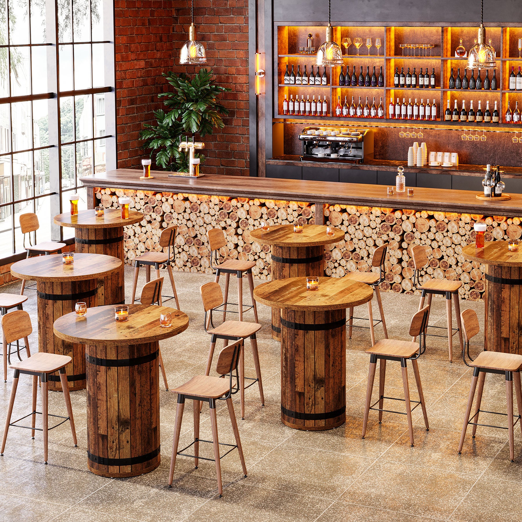 100 cm Tribesigns Ronde Bartafel, Bistrotafel voor Keuken en Woonkamer