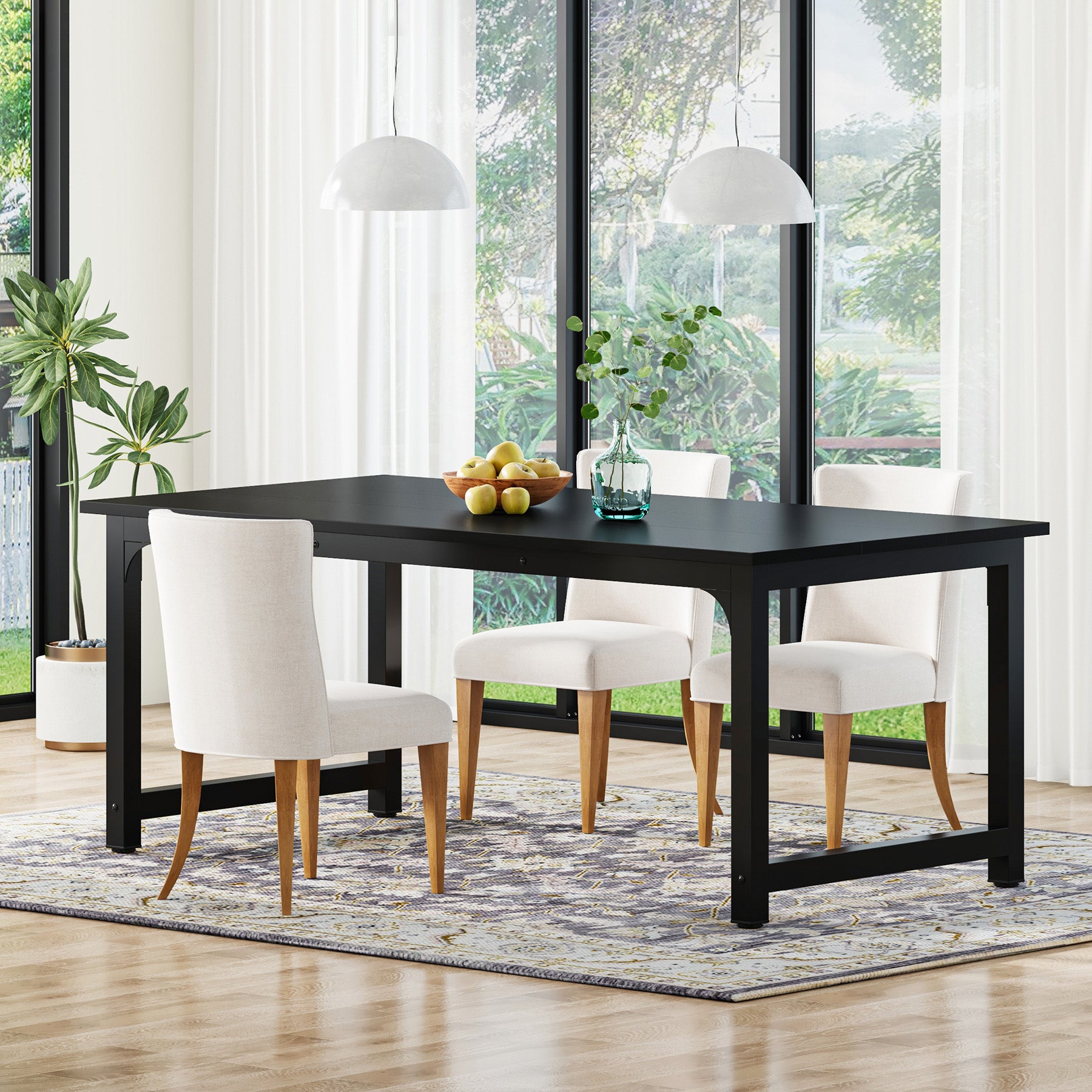 160x80 cm Industriële Eettafel, Landelijke Bruine Tafel voor 4-6 Personen met Metaal Frame