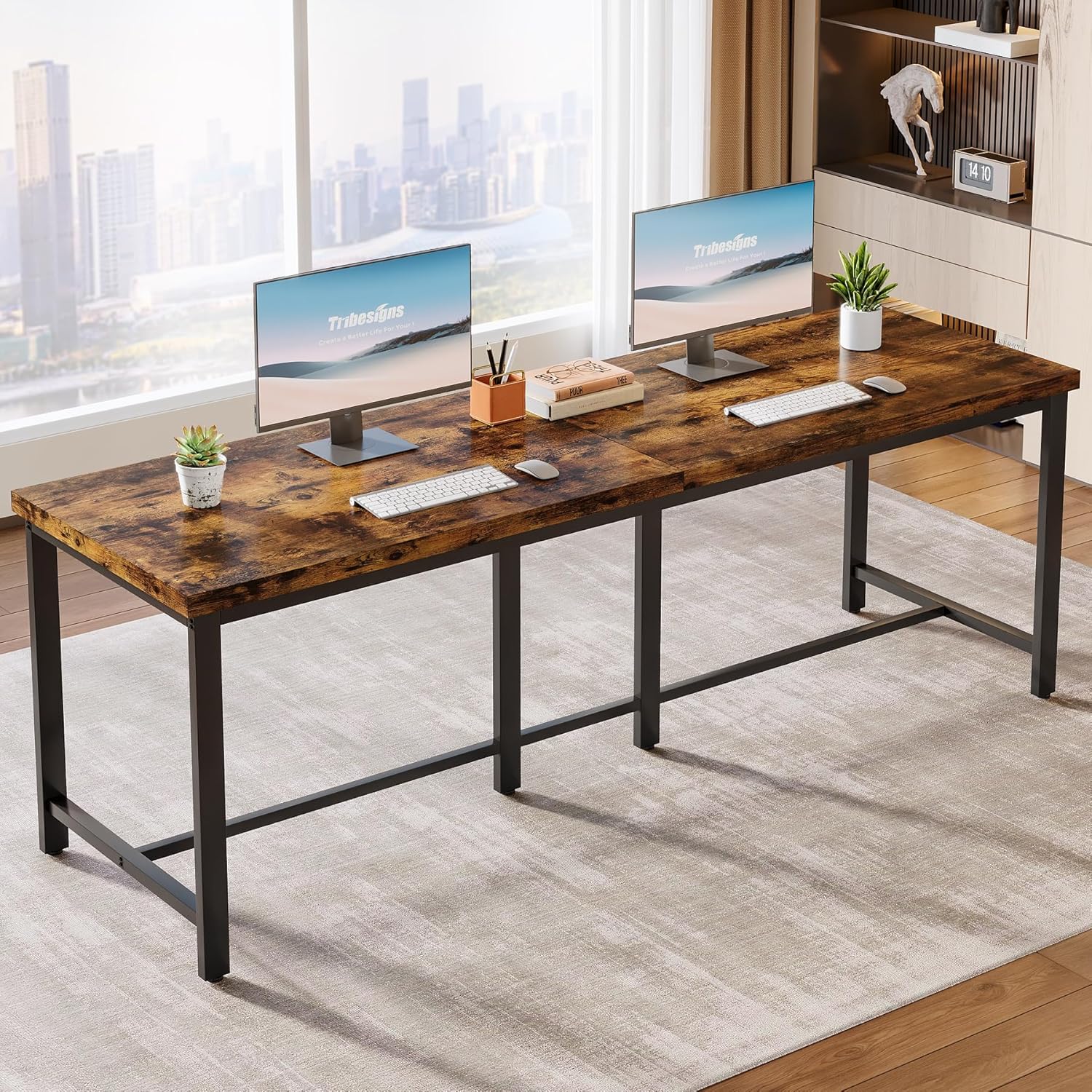 200 cm Computerbureau, Extra Lang Tweepersoons Computerkantoren