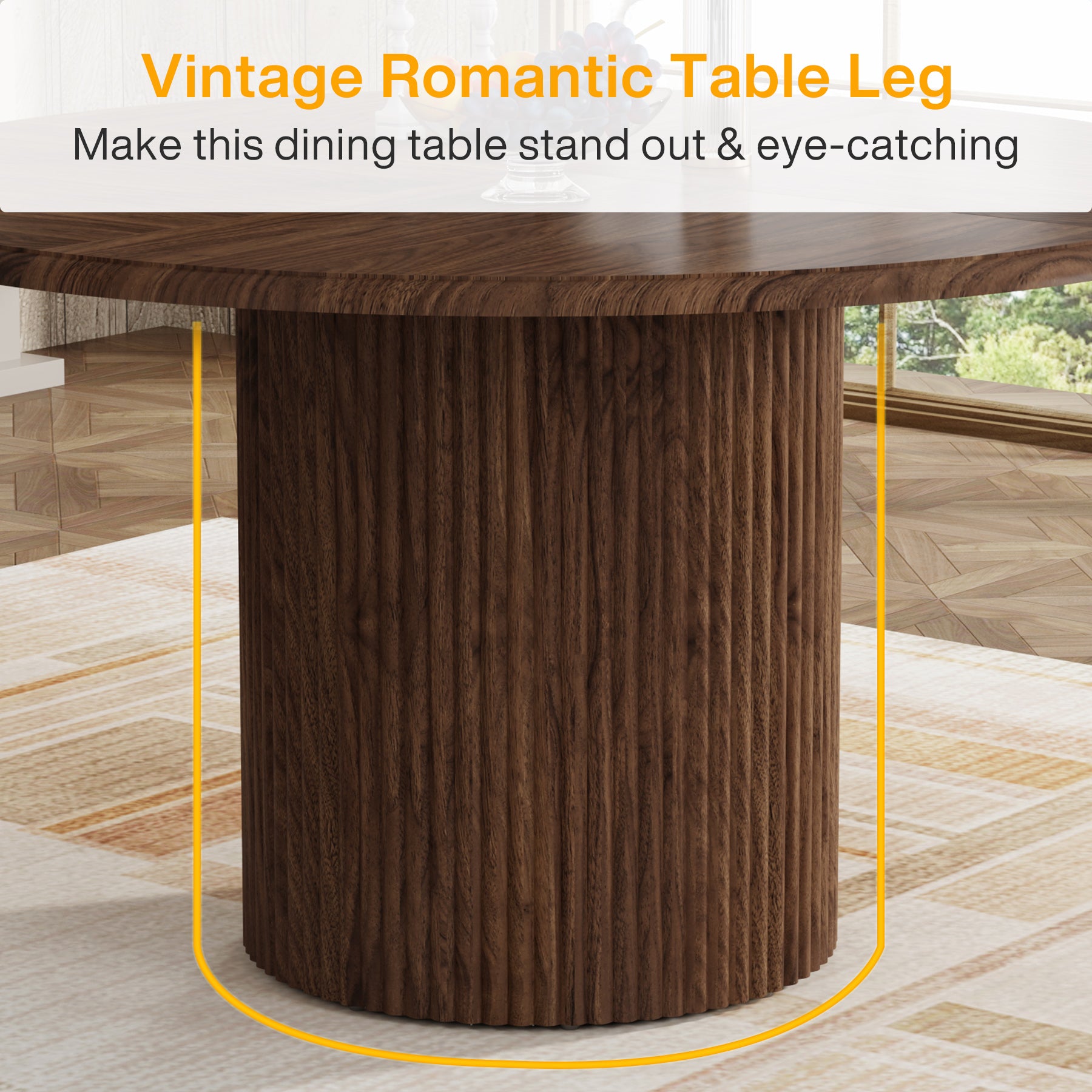 Ronde Eettafel, 120 cm Farmhouse Keukentafel met Metalen Basis voor 4 Personen