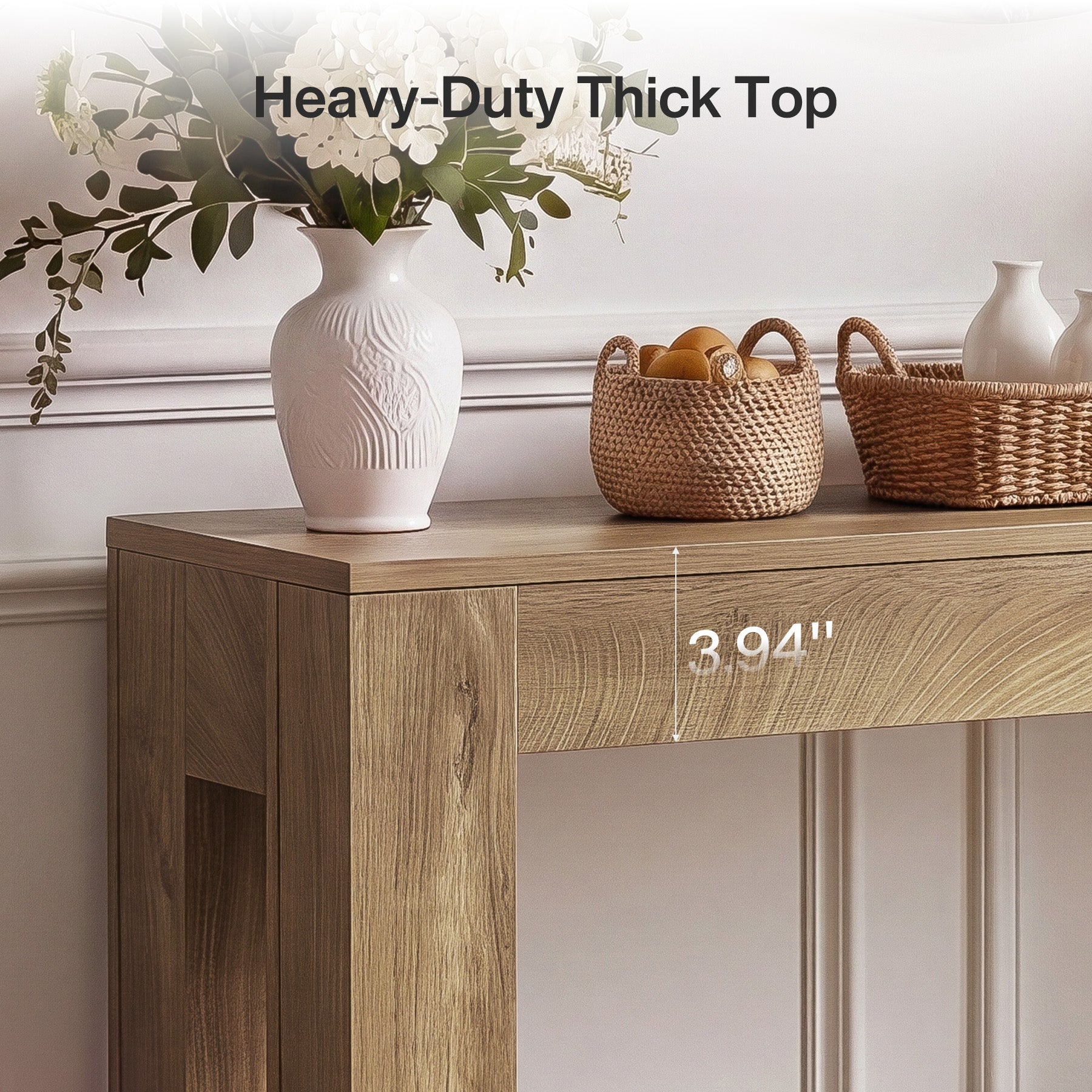 Tribesigns 105 cm consoletafel, lichtbruine sidetable met blokpoten