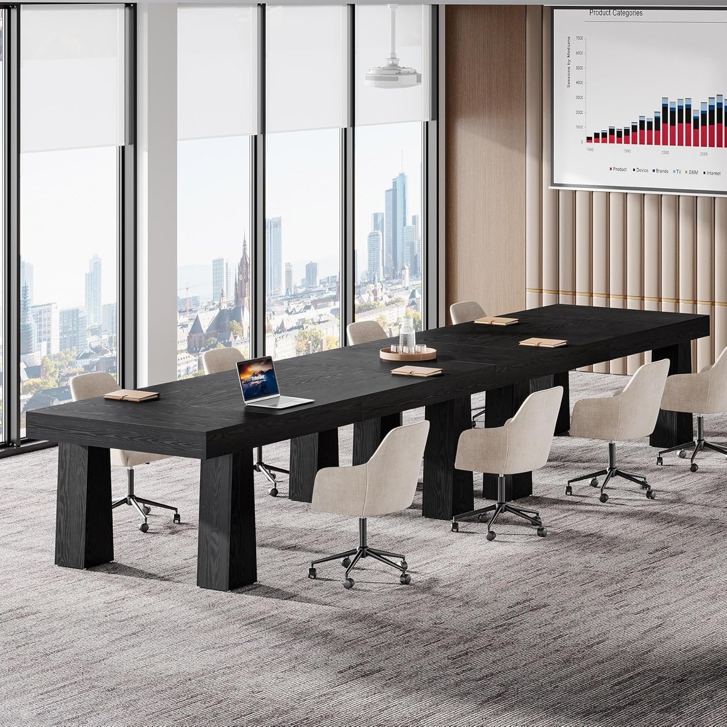 160 cm Tribesigns Conferentietafels, Industrieel Werkstation met Getailleerde Poten