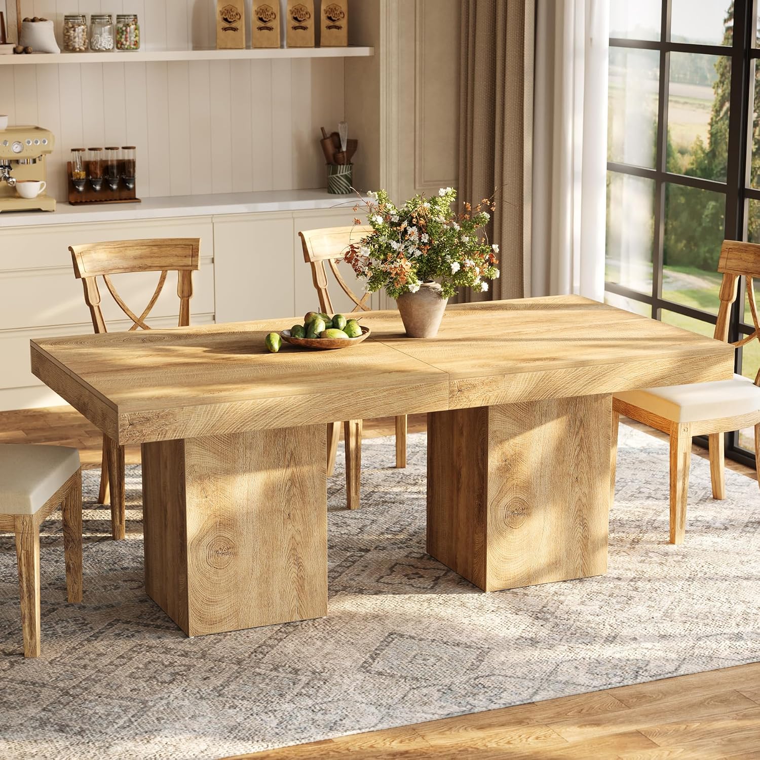 100 cm Eettafel voor 4 Personen, Vierkante Keukentafel voor Eetkamer en Woonkamer