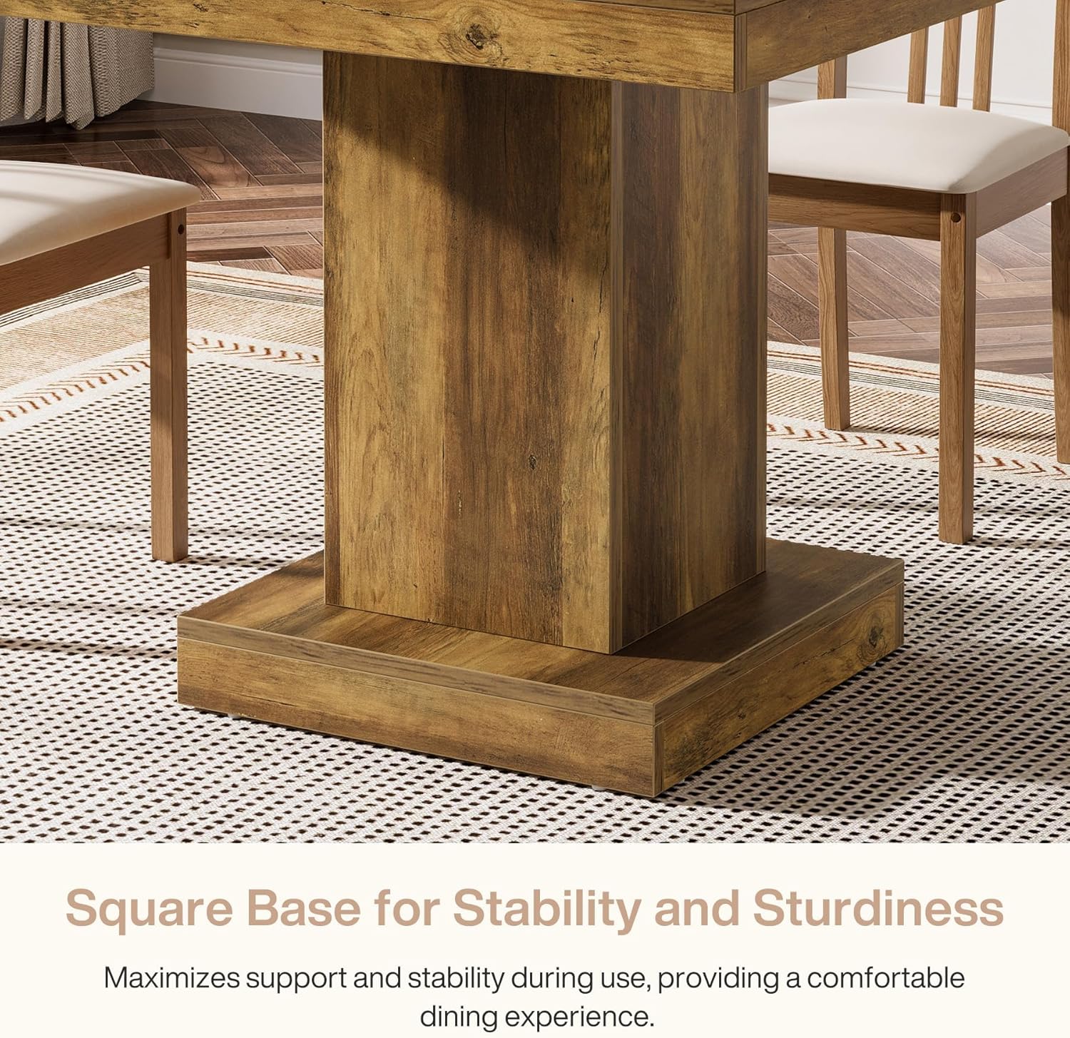 Tribesigns Vierkante Eettafel 80 cm voor 4 Personen, Rustieke Houten Keukentafel met Stevige Basis, Ideaal voor Kleine Ruimtes
