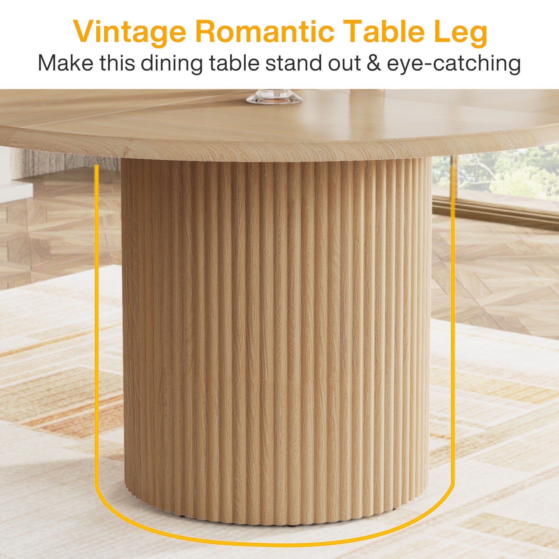 Ronde Eettafel, 120 cm Farmhouse Keukentafel met Metalen Basis voor 4 Personen