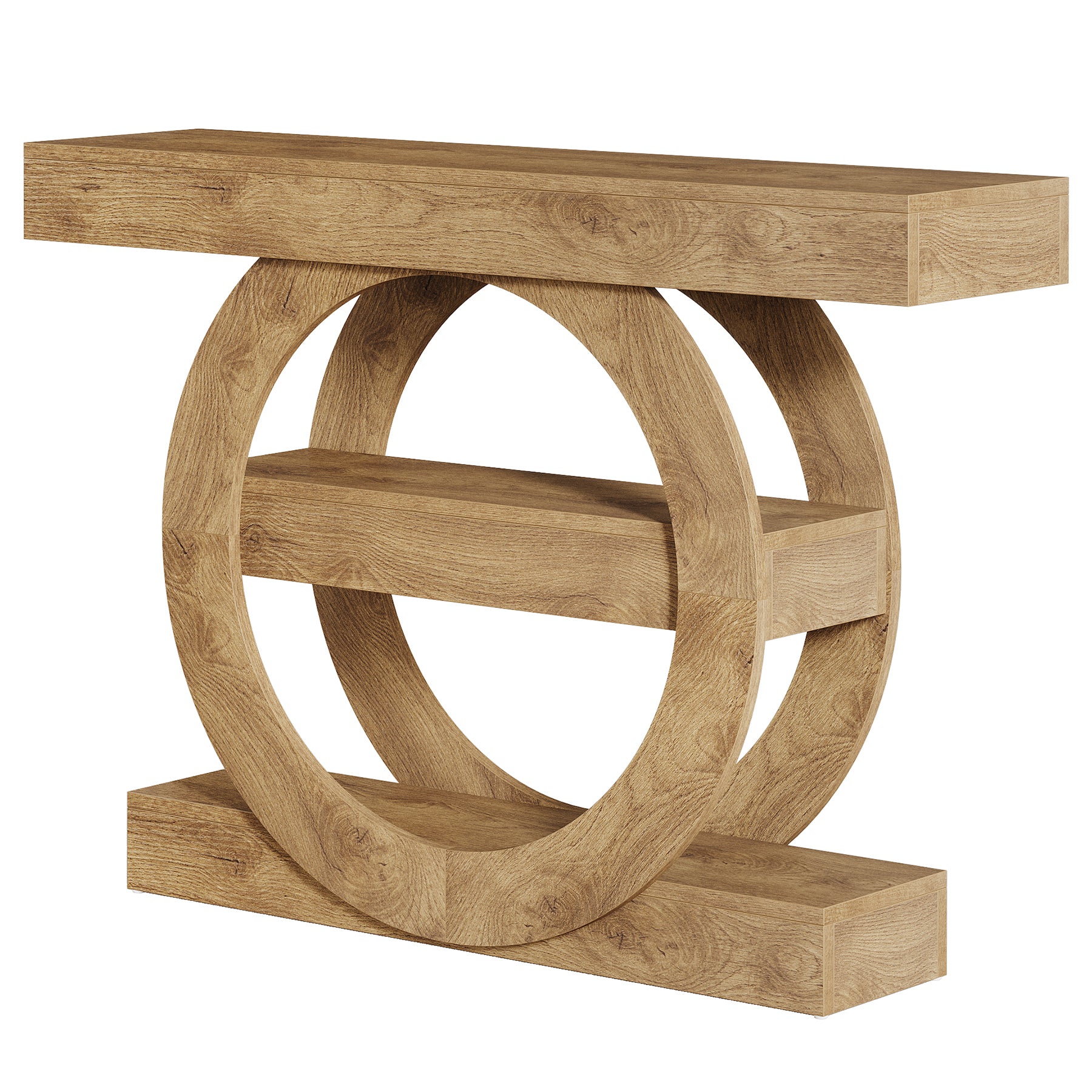 Tribesigns Ingangstafel van 100 cm met Opbergruimte, 3-Laagse Boerderij Consoletafel met Houten Planken