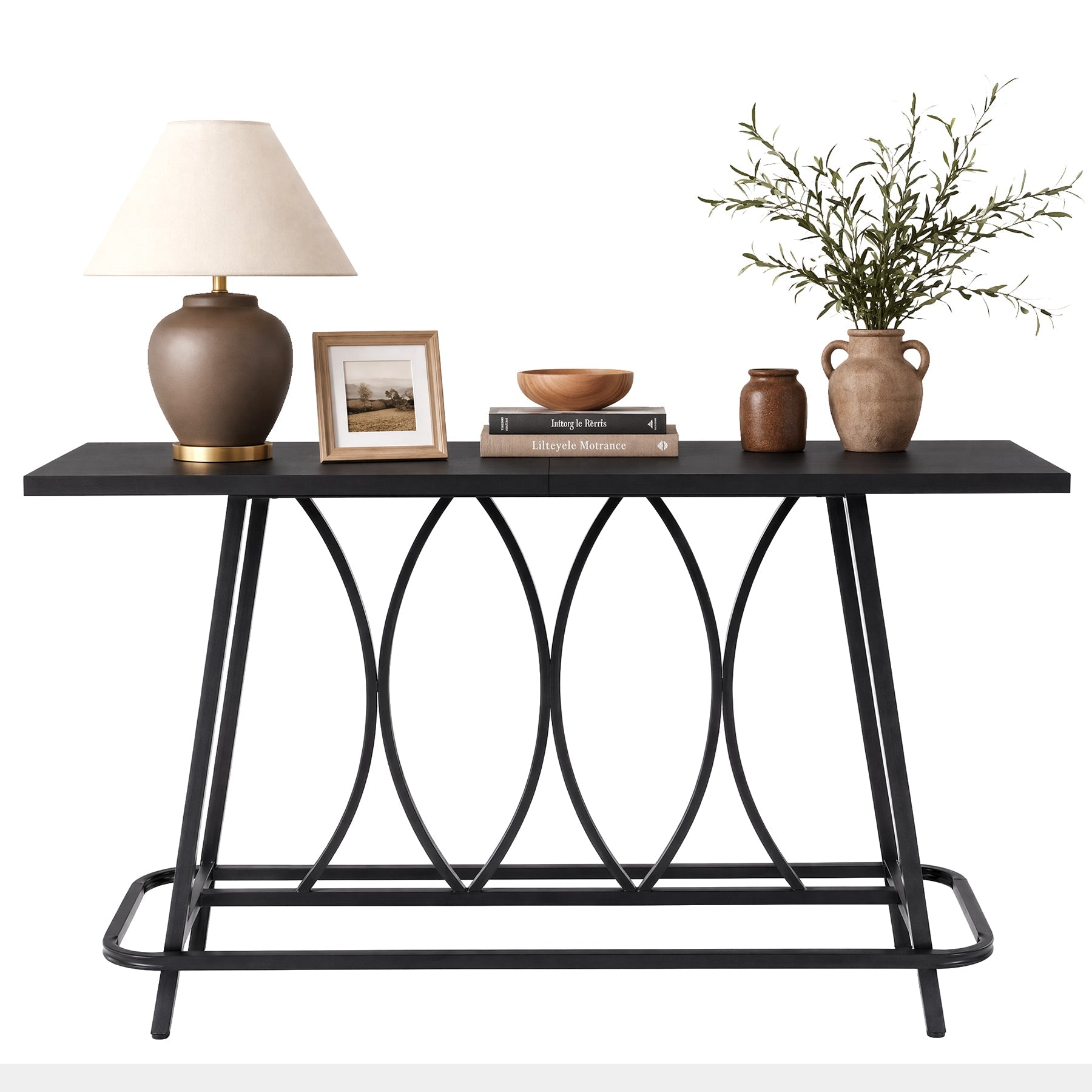 Tribesigns consoletafel 160 cm in moderne landelijke stijl, smalle haltafel met metalen frame