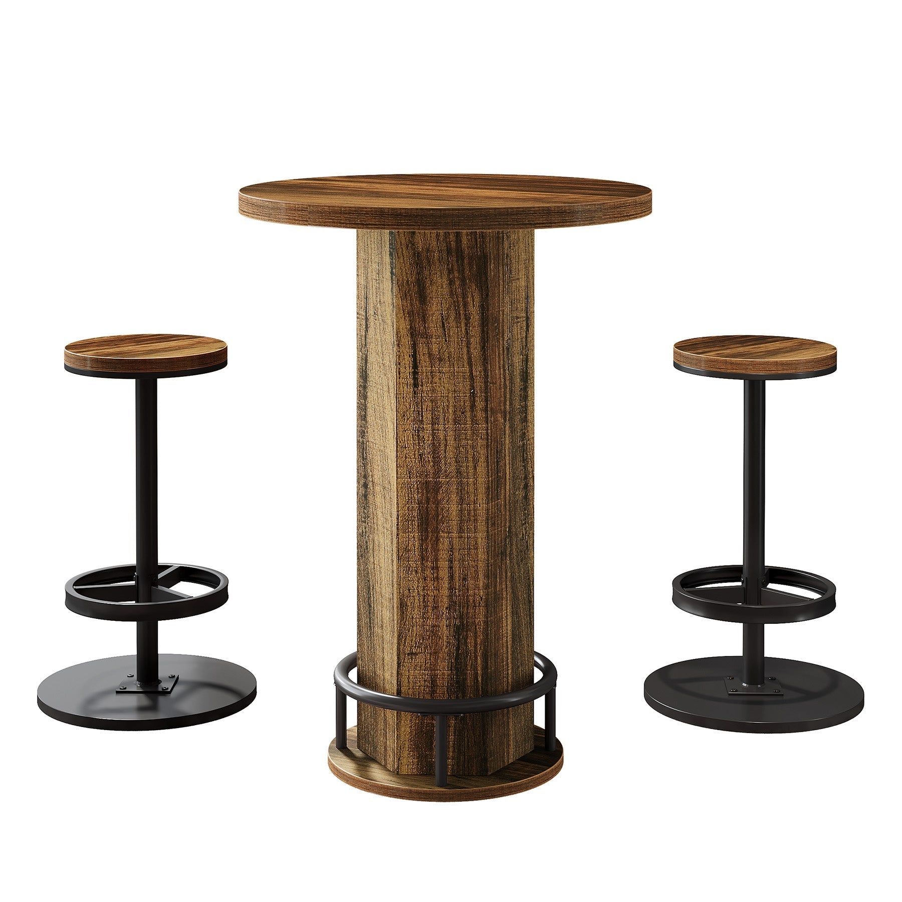 Bistro Sets with 2 Barstools, Pub Cocktail Table Bar Table with Chairs Tribesigns