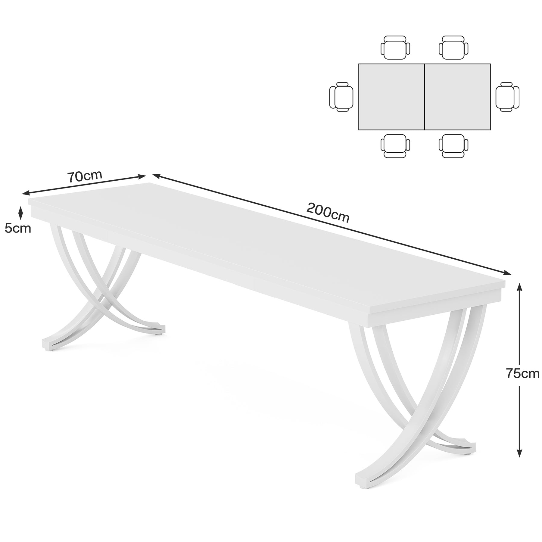 200 cm Bureau voor Twee Personen, Landelijke Computer Tafel met Stijlvolle Poten