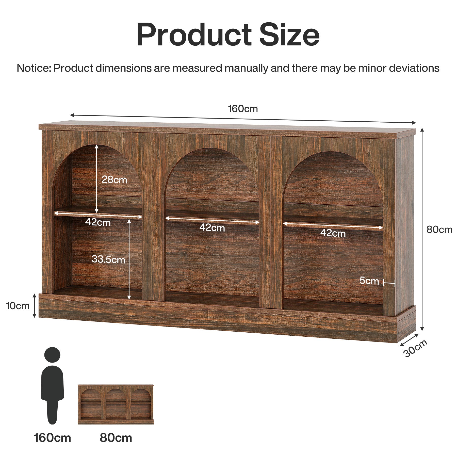 160 cm Boerderij Console, Lange Houten Tafel met Drie Planken voor Hal en Woonkamer