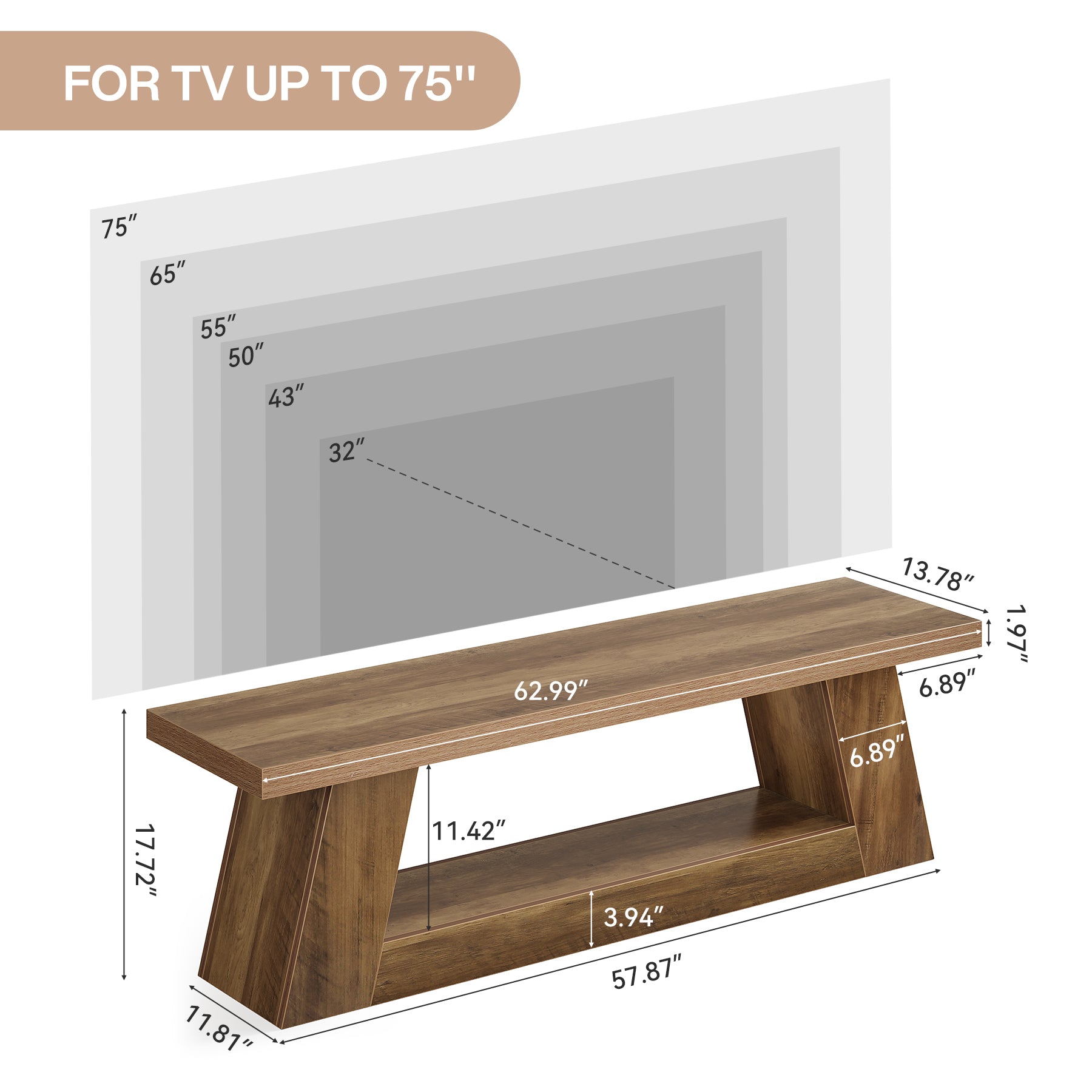 Tribesigns 160 cm TV-Meubel, Extra Lange Mediaconsole met Plank voor Woonkamer