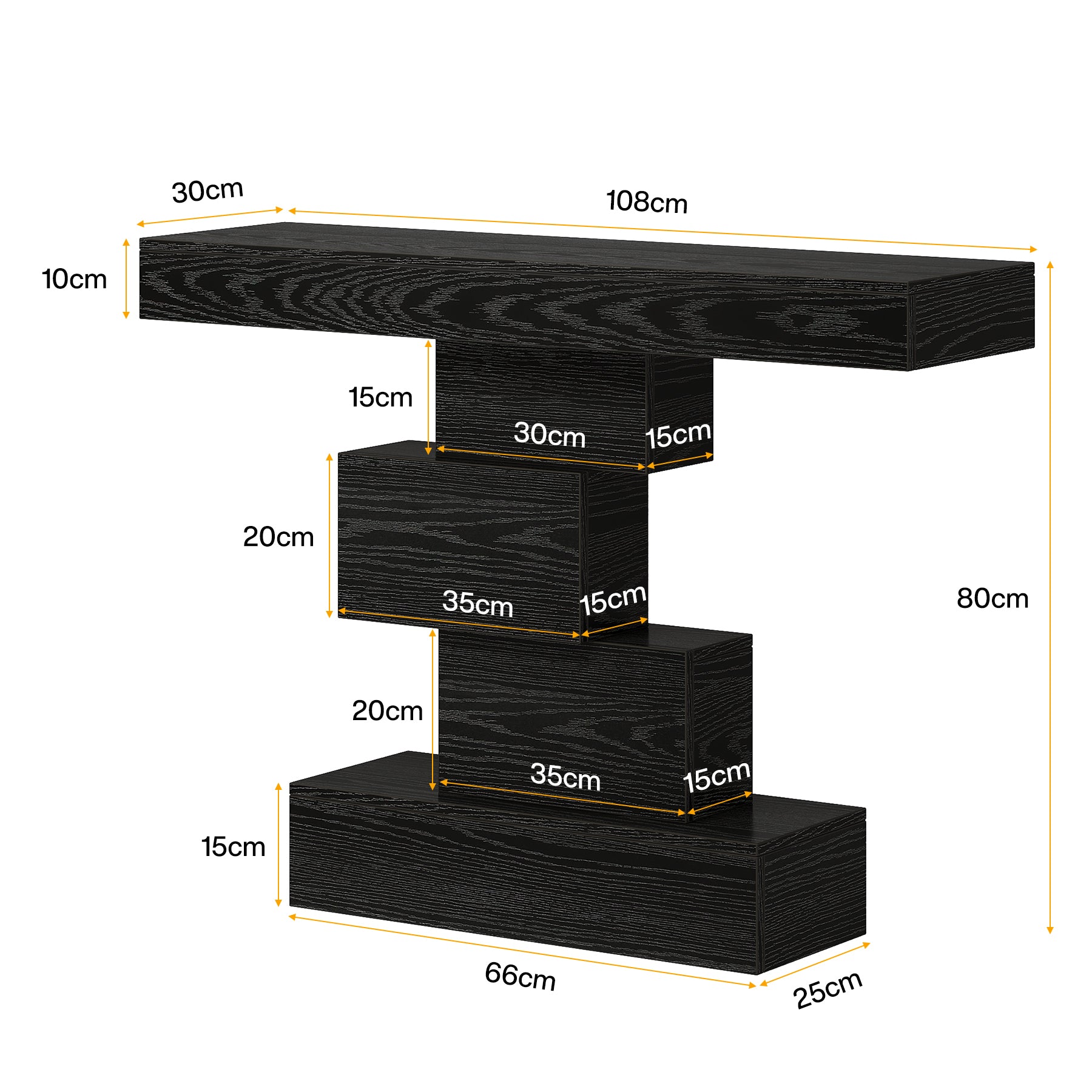 108 cm Landelijke Console, Industriële Bijzettafel met Geometrische Basis voor Hal en Woonkamer