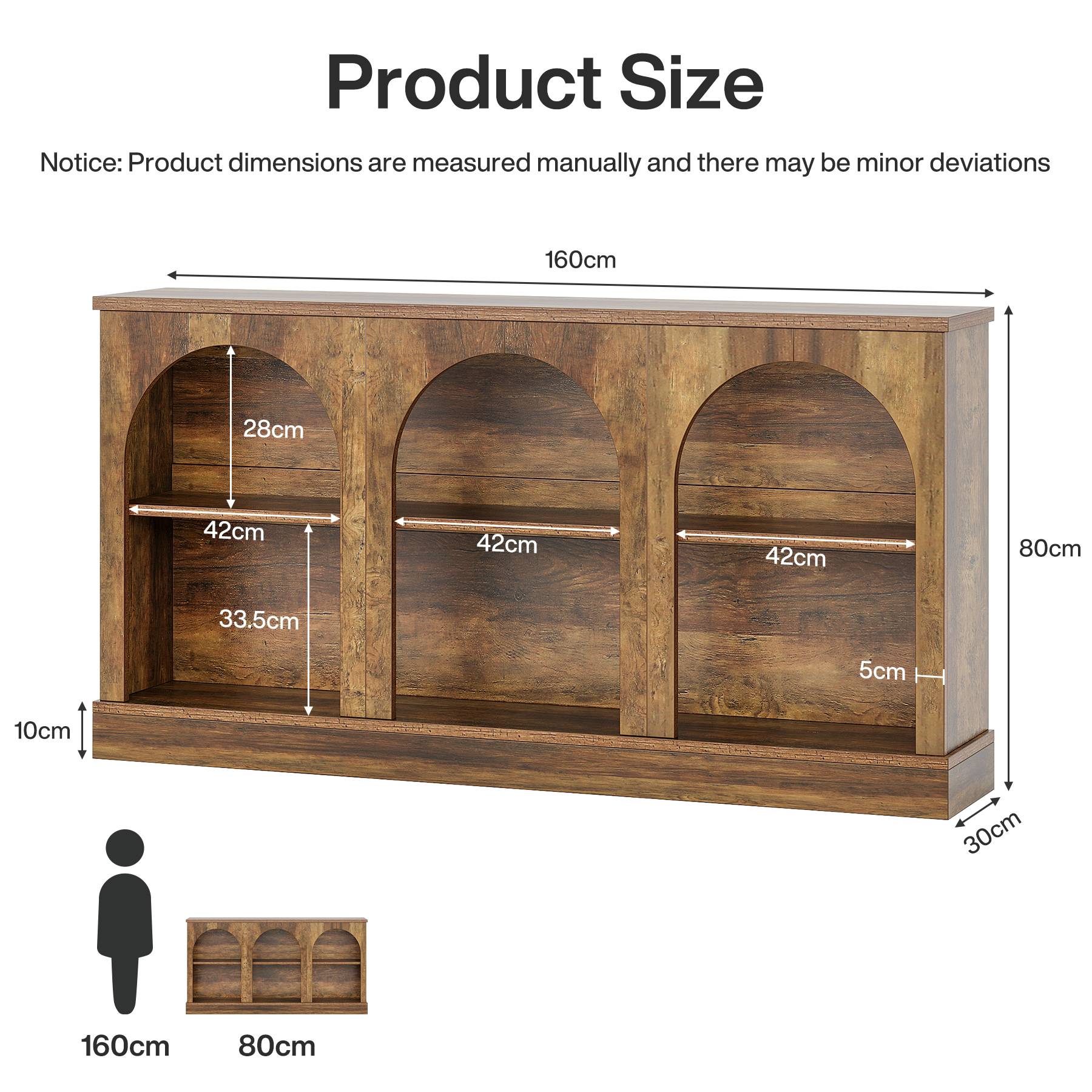160 cm Boerderij Console, Lange Houten Tafel met Drie Planken voor Hal en Woonkamer