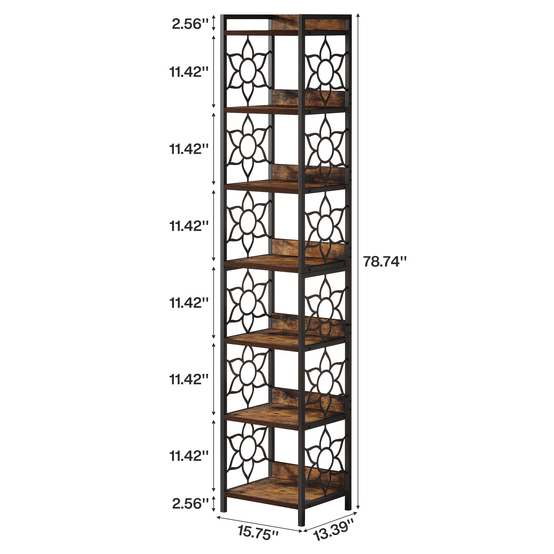 Tribesigns 200 cm 7-Tier Hoekplank,Extra Hoge Smalle Boekenplank