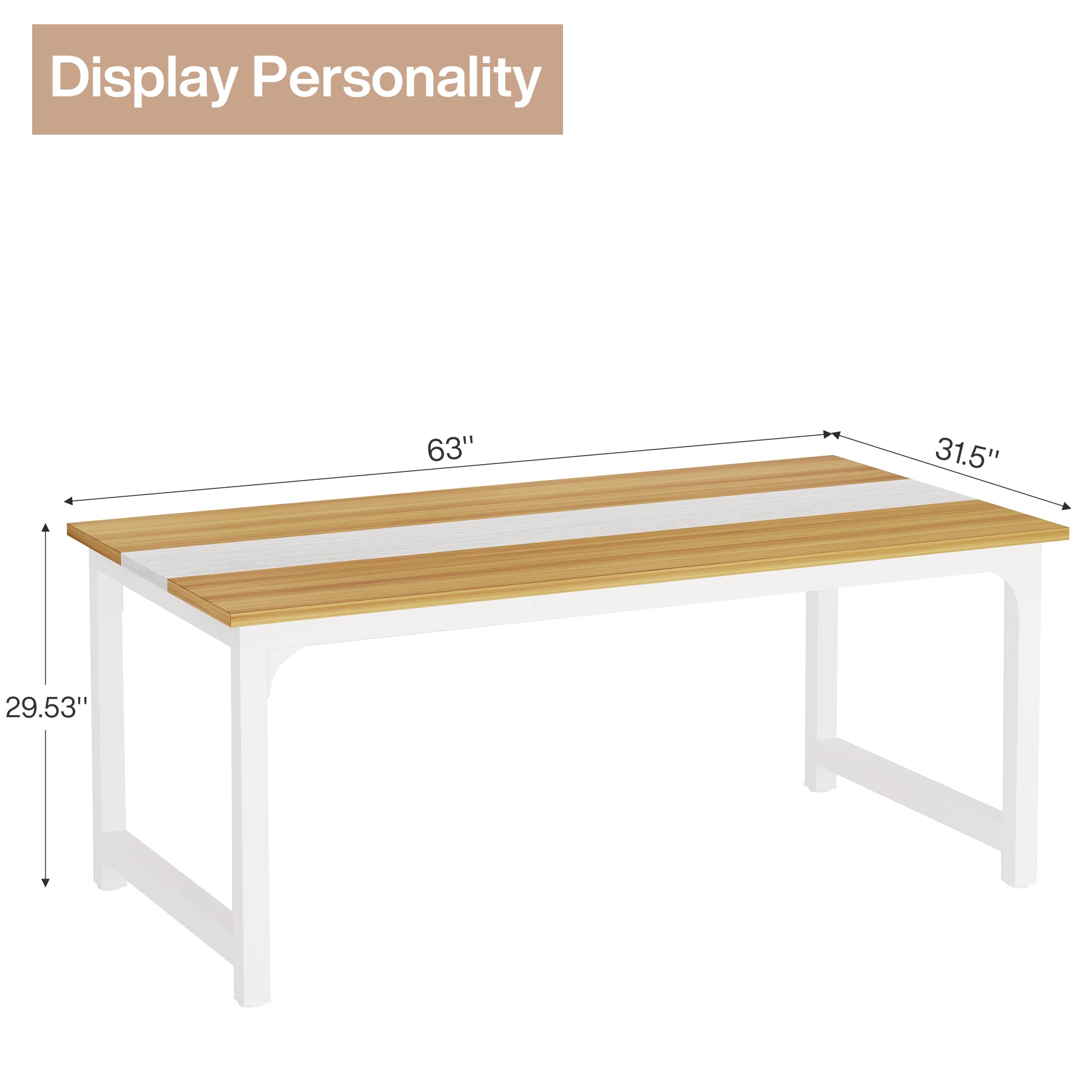 160x80 cm Industriële Eettafel, Landelijke Bruine Tafel voor 4-6 Personen met Metaal Frame