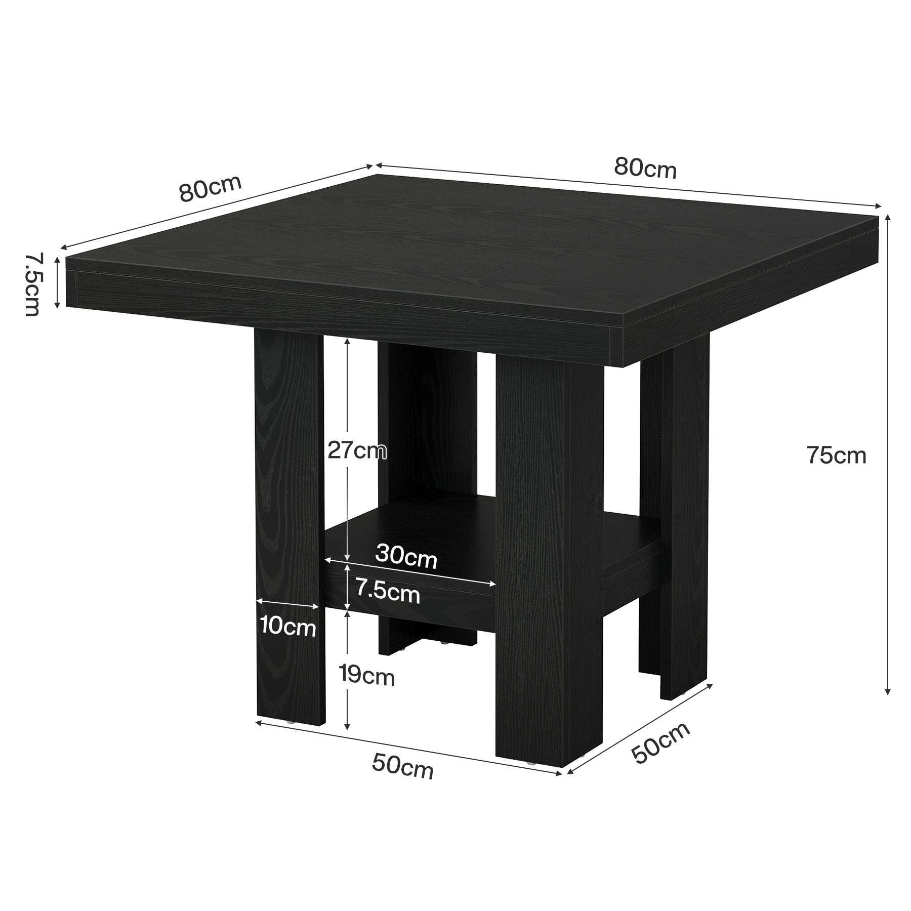 Tribesigns Vierkante Eettafel 80 cm voor 4 Personen