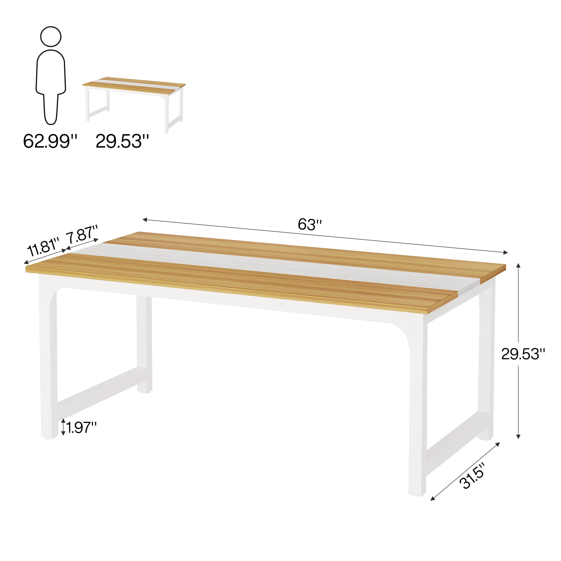 160x80 cm Computerbureau, Ruime Werkplek in Vintage Bruin en Zwart
