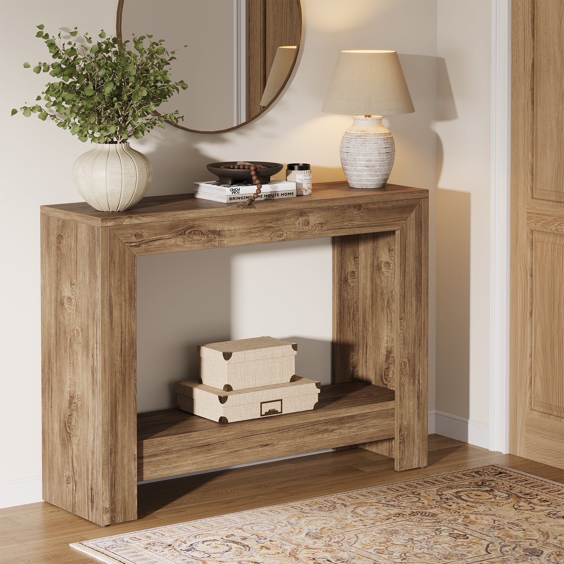 Tribesigns consoletafel 105 cm in landelijke stijl, smalle haltafel met open opbergruimte