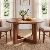Tribesigns ronde massief houten eettafel 100 cm voor 2–4 personen, landelijke keukentafel met stevig kruisvormig onderstel 3