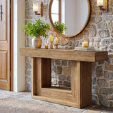 160 cm Houten Consoletafel met Open Opbergrek, Landelijke Smalle Haltafel vooar Woonkamer Entree Hal 3