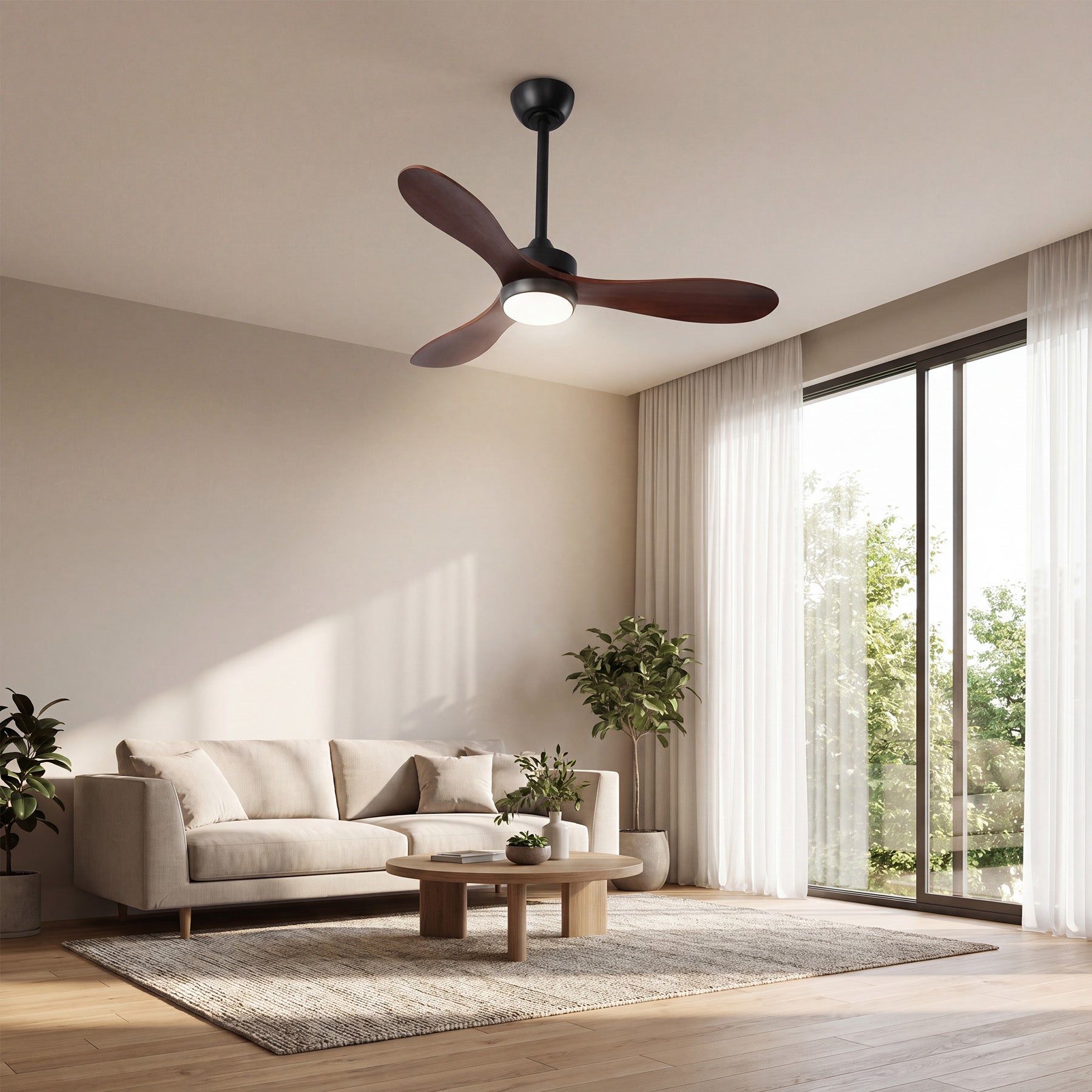 106 cm Tribesigns moderne plafondventilator met licht en afstandsbediening, 3-bladige ventilatorlamp met dimbare ledverlichting voor woonkamer terras en veranda