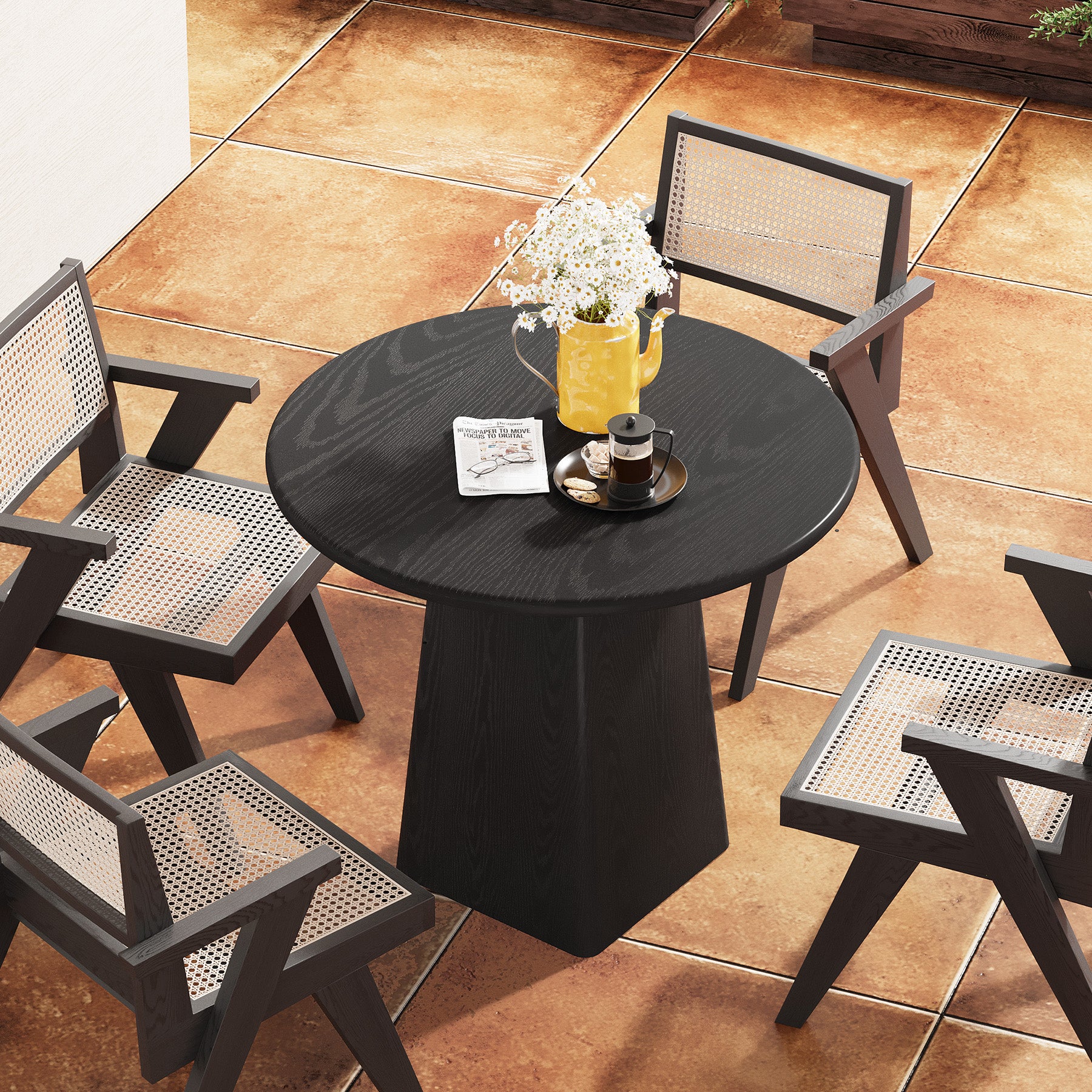 Tribesigns 80 cm Ronde Eettafel, Kleine Farmhouse Keukentafel voor 2-4 Personen