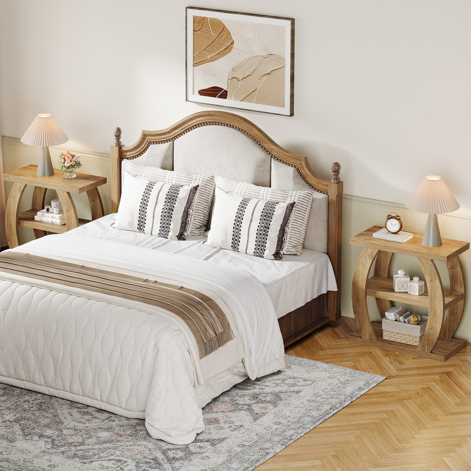 60 cm Hoge Bijzettafel voor Woonkamer, 3-Tier Smalle Tafel met Opbergruimte