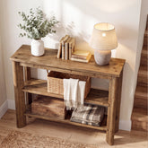 105 x 30 cm Tribesigns consoletafel van massief hout met 3 niveaus, smalle sidetable voor hal en woonkamer 3
