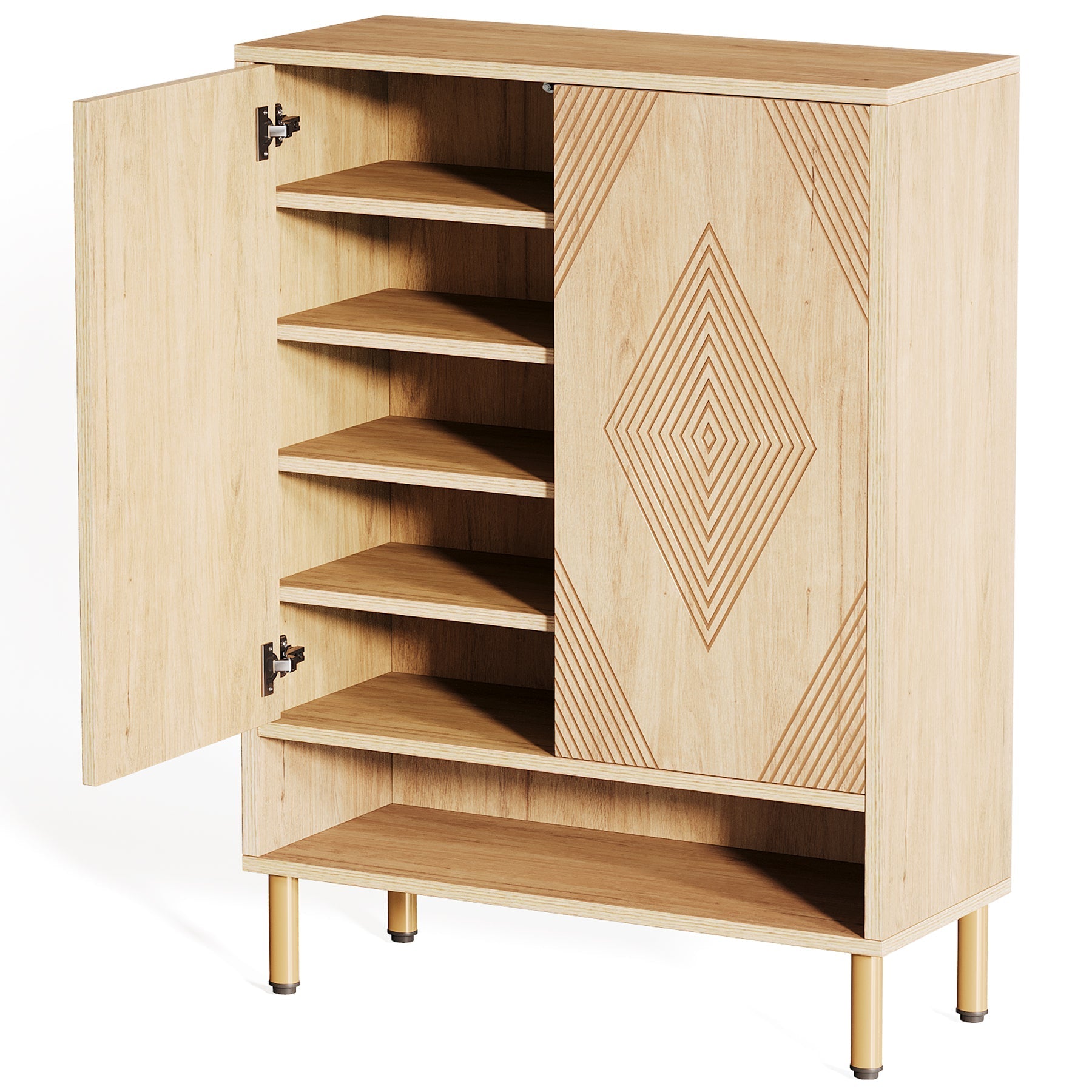 Tribesigns Smalle Schoenenkast 6 Planken, Gouden Metalen Frame voor Hal