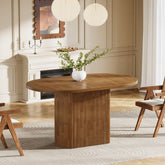 120 cm Ovale Eettafel voor 4 Personen, Rustieke Houten Keukentafel 3