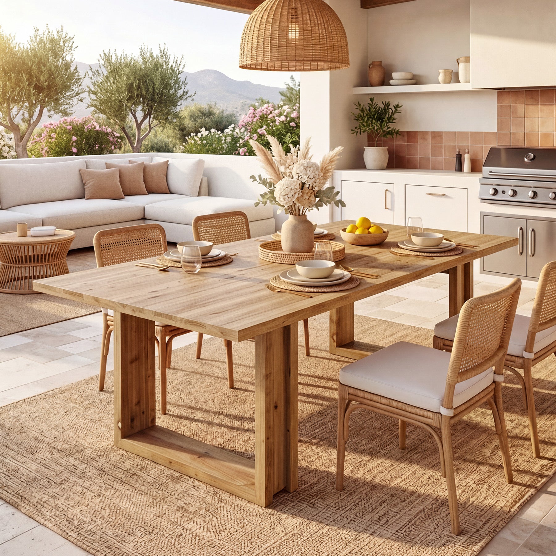 Tribesigns 160 cm massief houten eettafel, landelijke keukentafel voor 4-6 personen