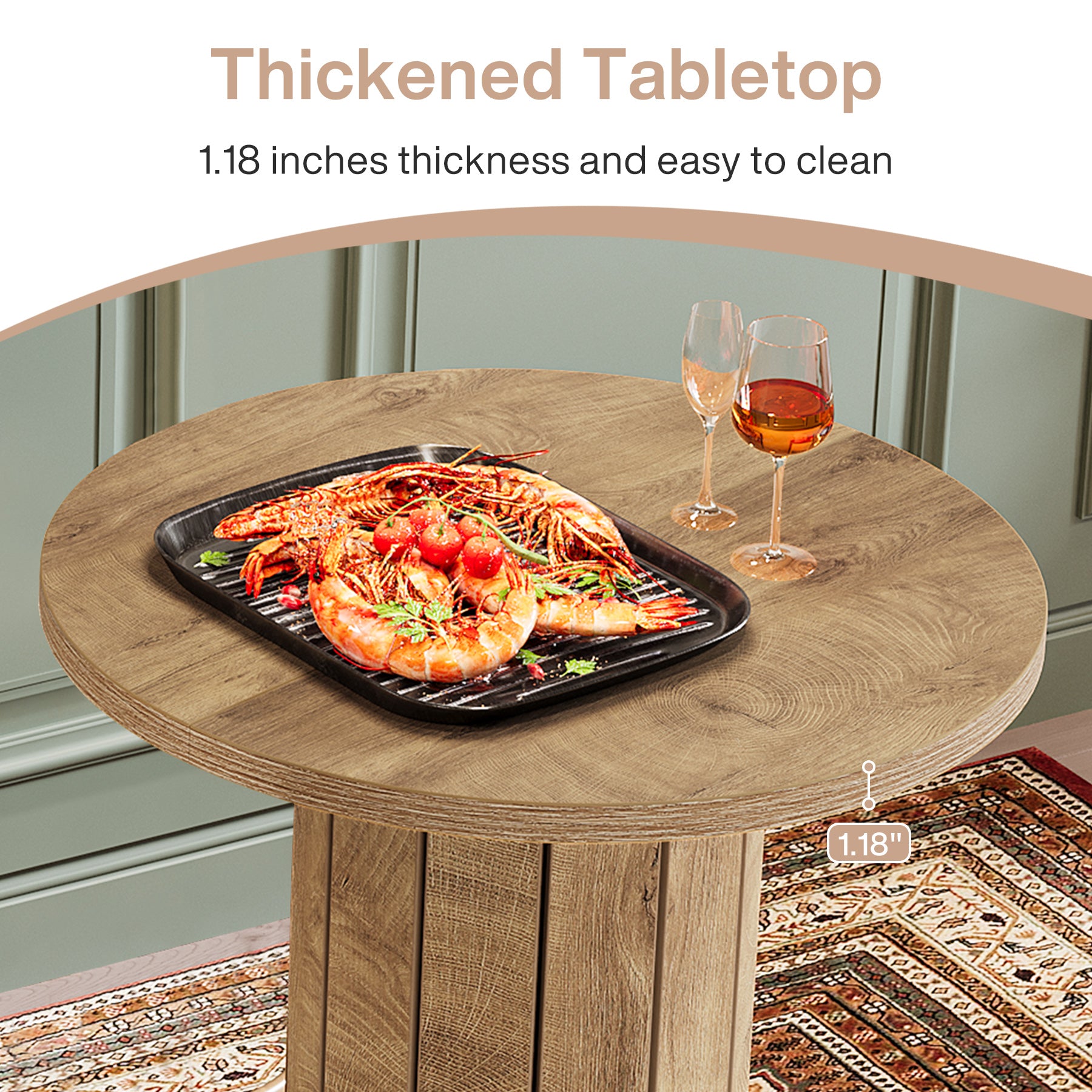 80 cm Industriële Bartafel met Houten Lattenvoet en Voetsteun