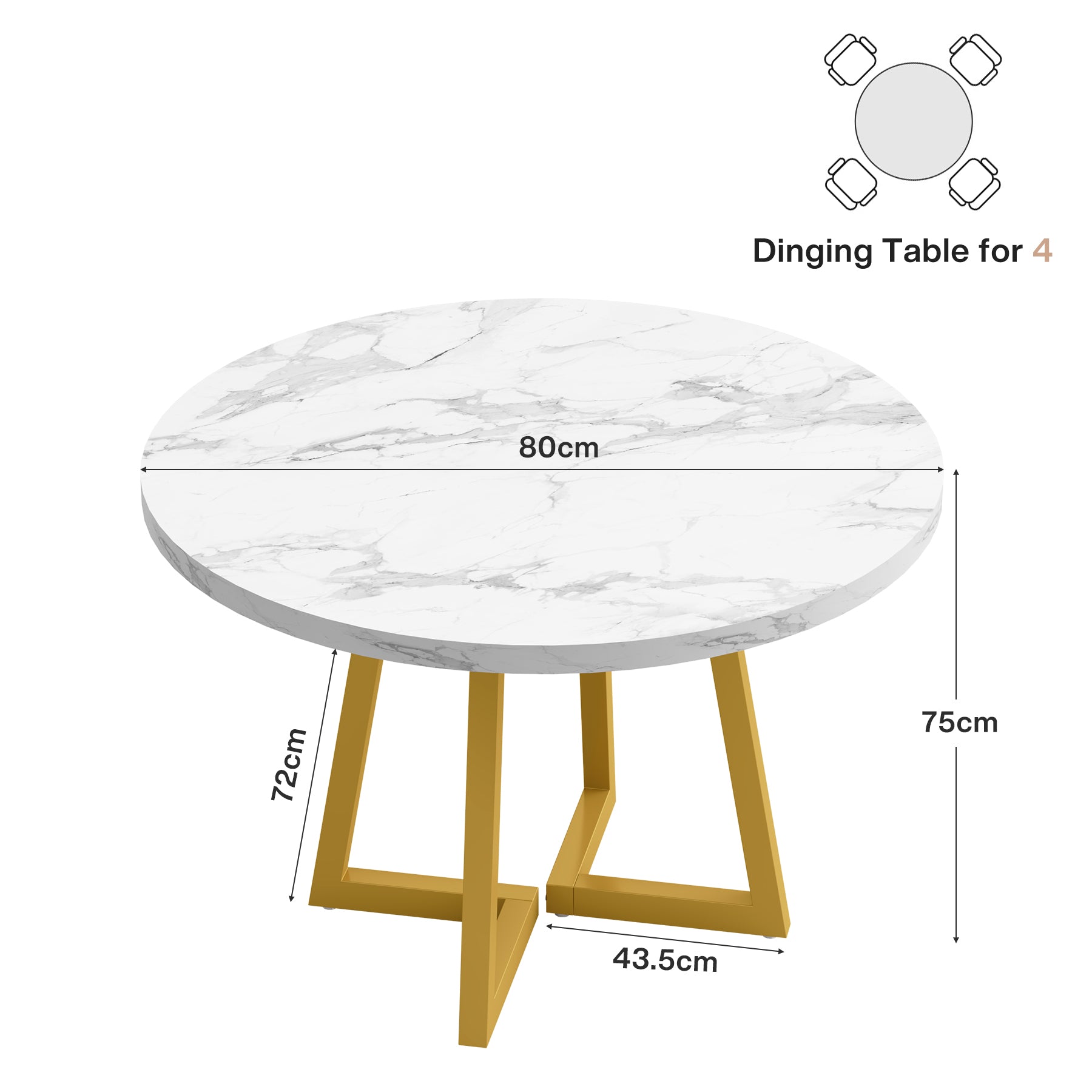 80 cm Vierkante Vergadertafel, Eettafels voor 2-4 Personen