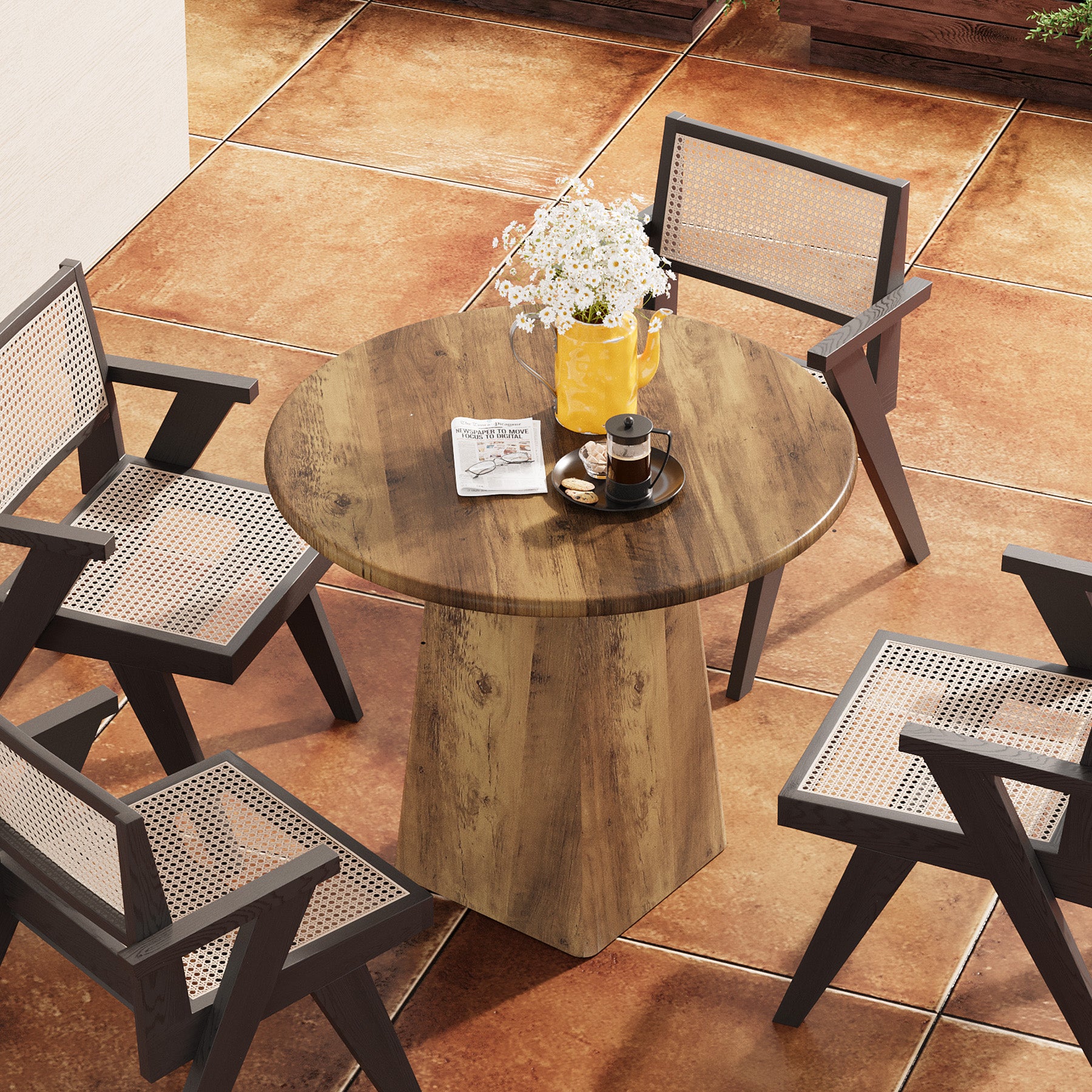 Tribesigns 80 cm Ronde Eettafel, Kleine Farmhouse Keukentafel voor 2-4 Personen