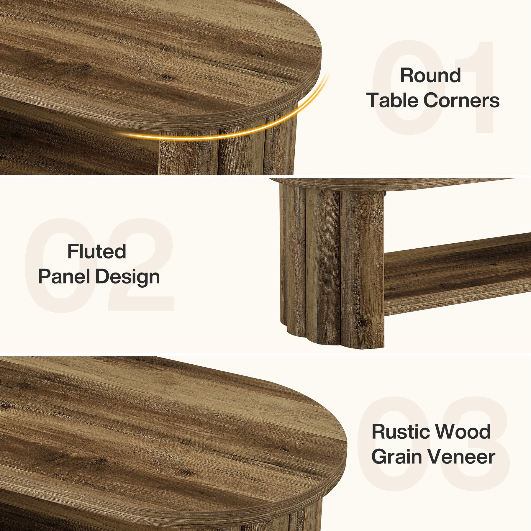 120 cm ovale salontafel, 2-laags accenttafel met opbergplank voor in de woonkamer