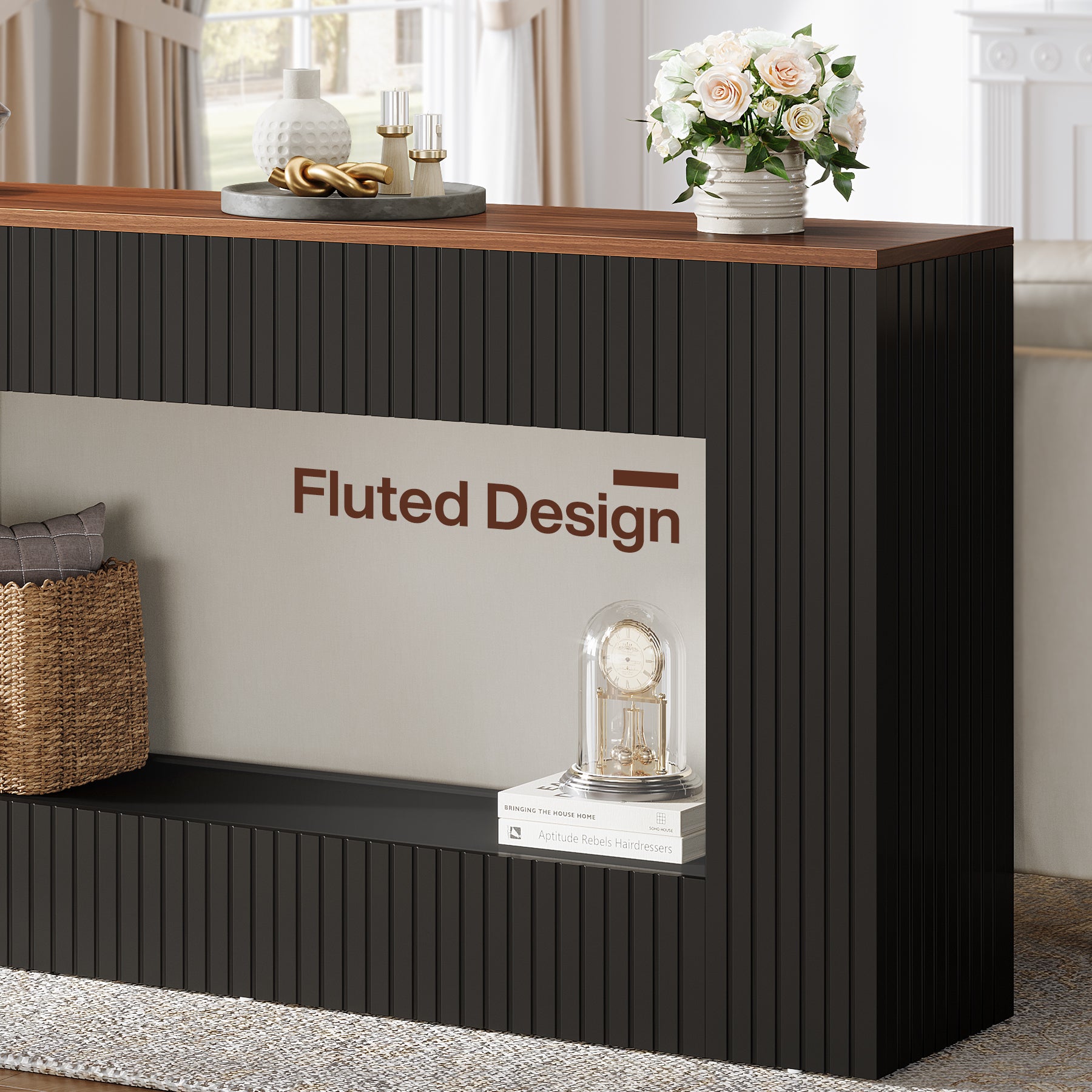140 cm Moderne Consoletafel met Opbergruimte, Smalle Haltafel voor Woonkamer