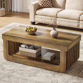 120 cm Salontafel met Opbergplank, Landelijk Bruin Woonkamermeubilair voor Huis en Kantoor 3
