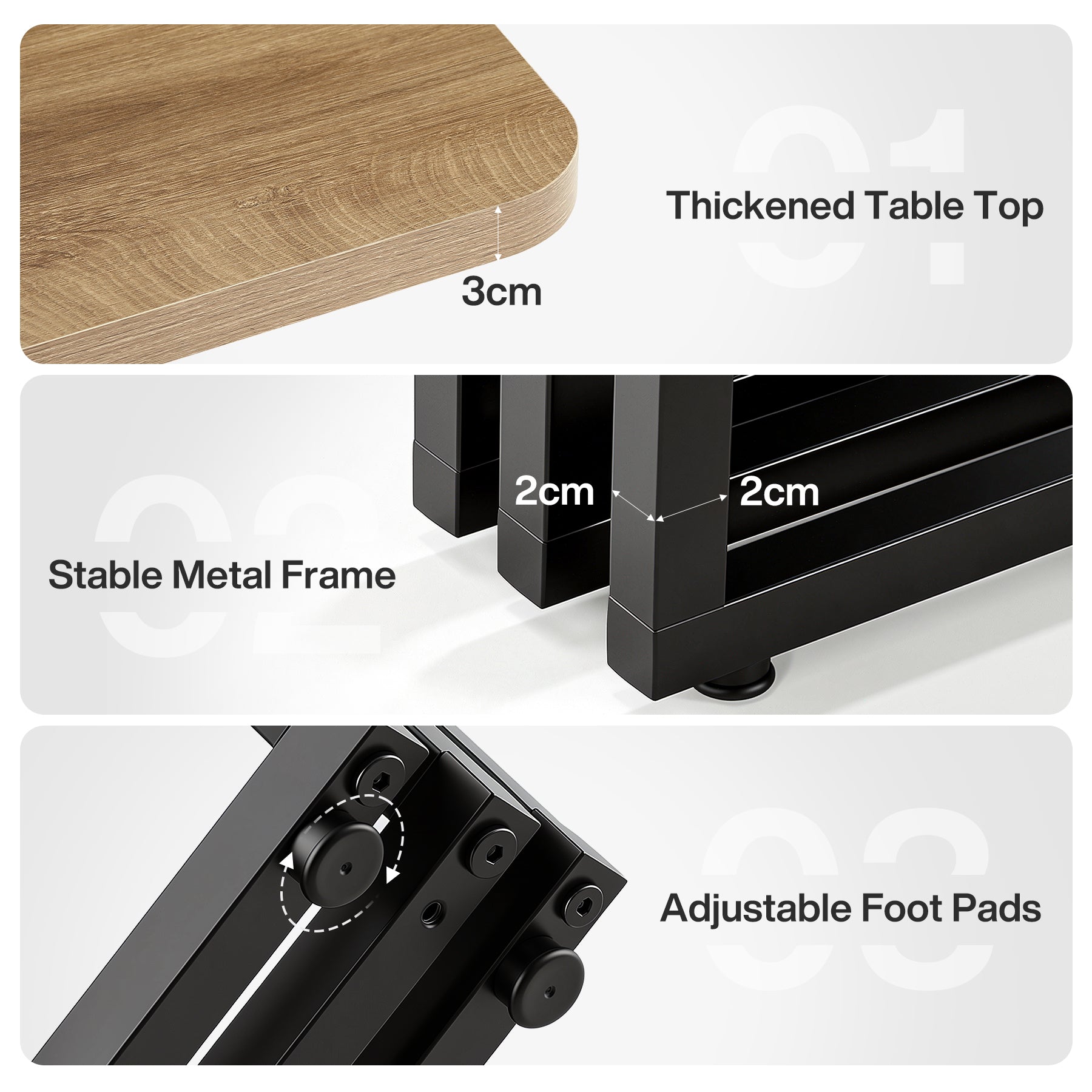Eettafel 100 cm voor 4 personen, rechthoekige eettafel in industriële landelijke stijl met metalen frame