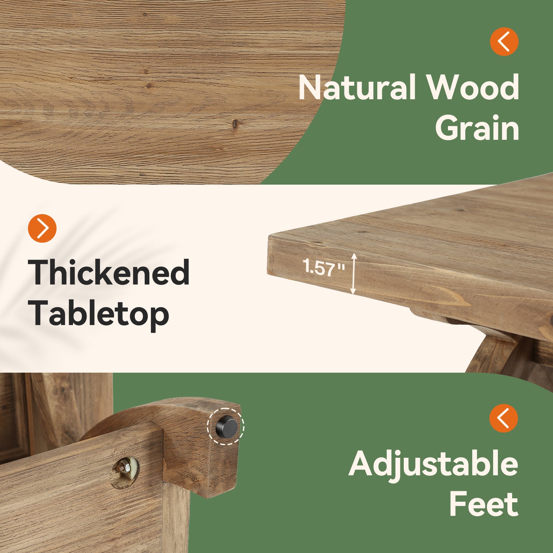 Tribesigns massief houten salontafel met opbergplank, landelijke middentafel voor woonkamer